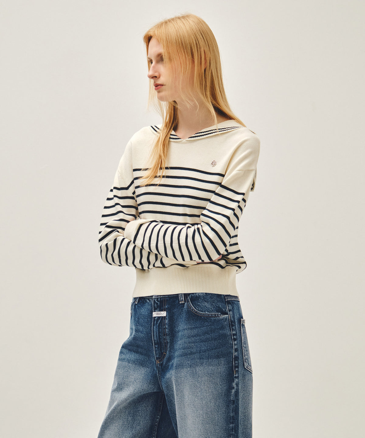 Marithe & Francois Girbaud - Sailor Knit Pullover (Ivory) product image 1 | TRAB K-Fashion Australia