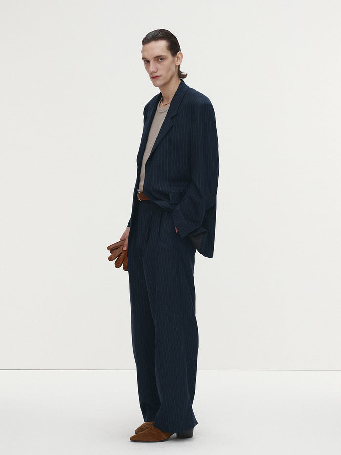 Tonywack - Striped Wool Oversized Tailored Jacket (Navy Pinstripe) product image 1 | TRAB K-Fashion Australia