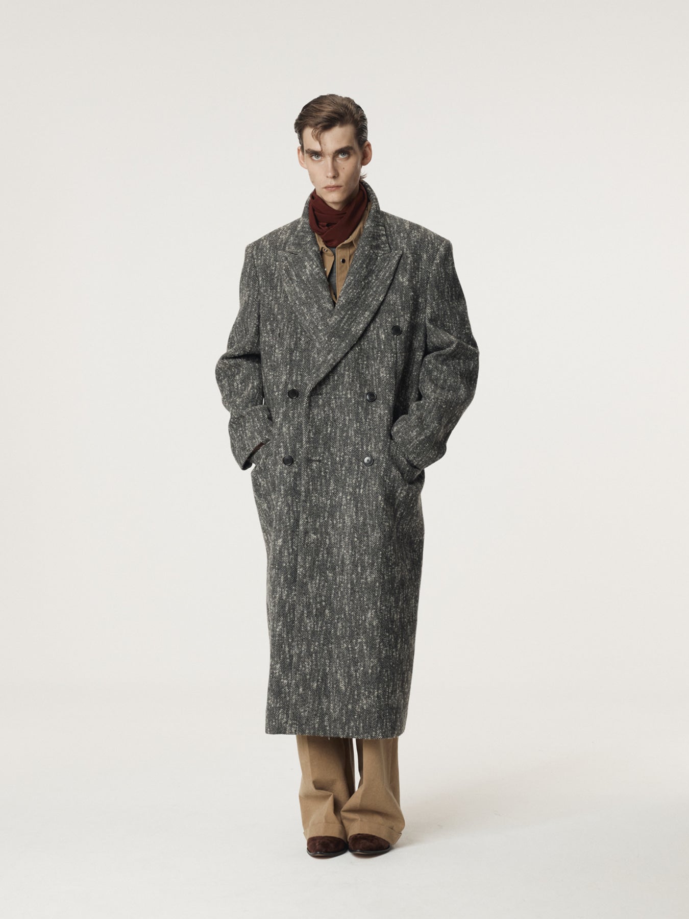 Recto - Herringbone Double Breasted Coat (Black) product image 2 | TRAB K-Fashion Australia