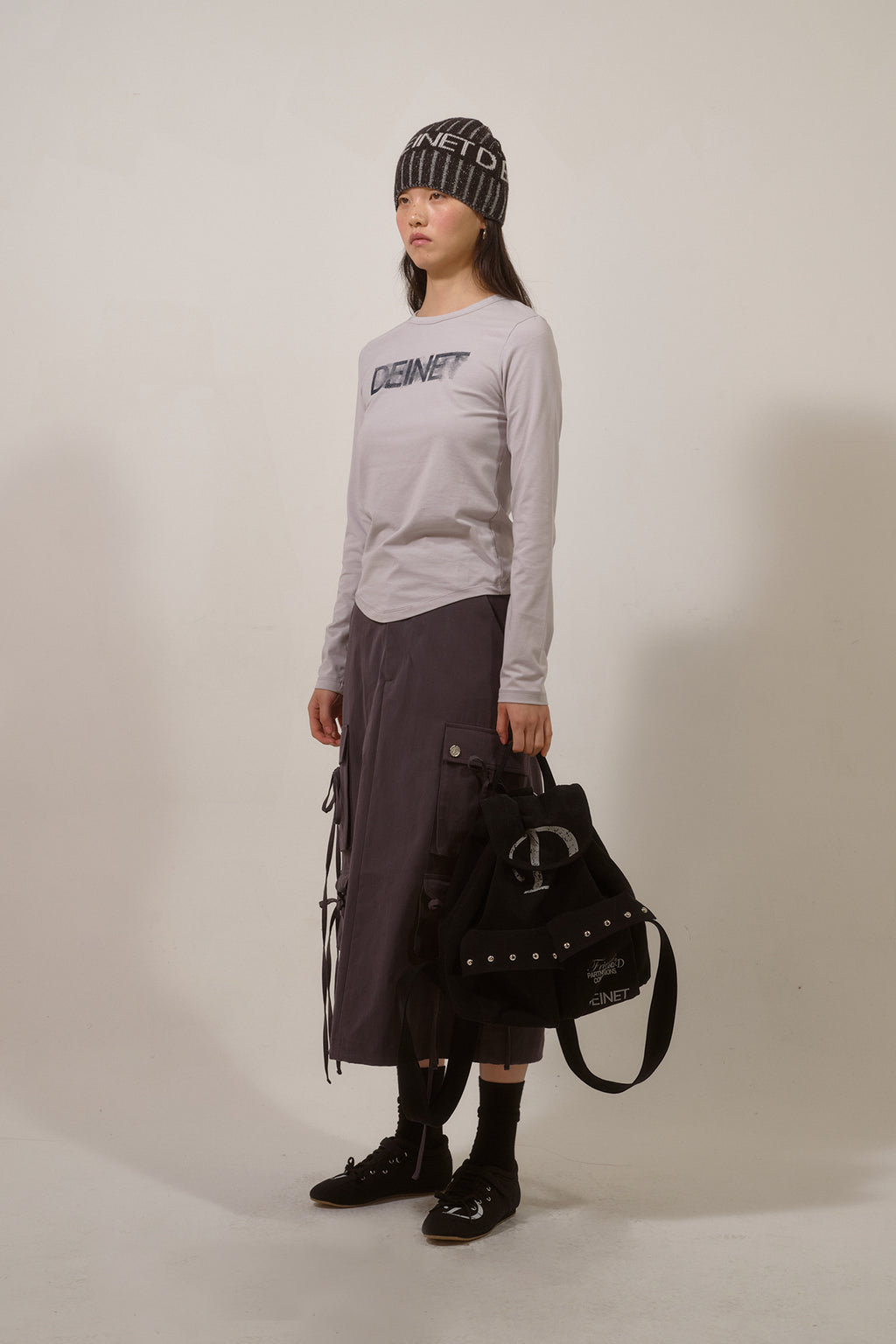 Deinet - String Point Cargo Skirt (Charcoal) product image 2 | TRAB K-Fashion Australia