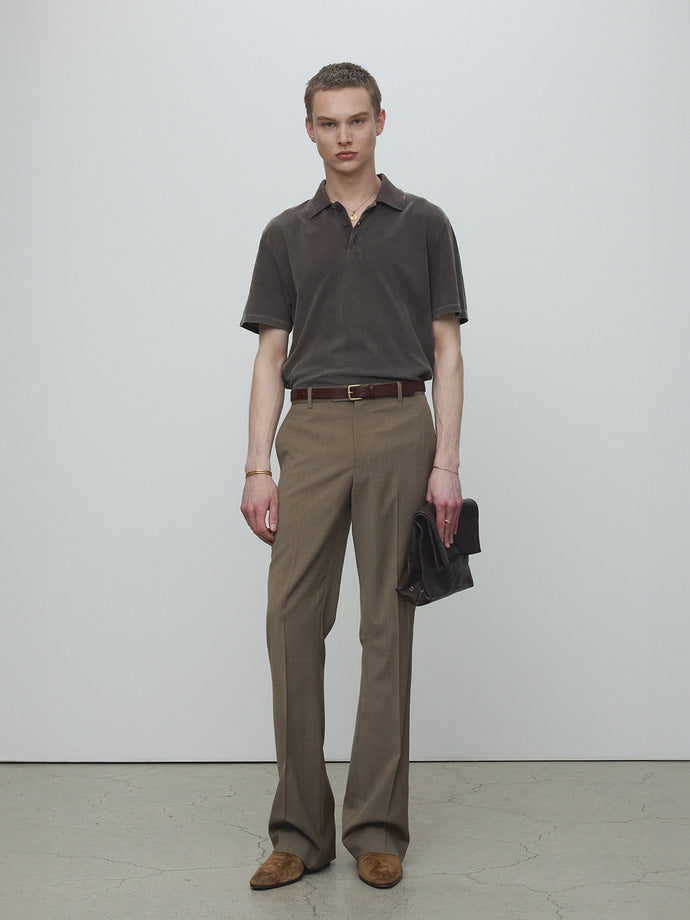 Tonywack - Light Wool Flared Trousers (Taupe Melange) product image 2 | TRAB K-Fashion Australia