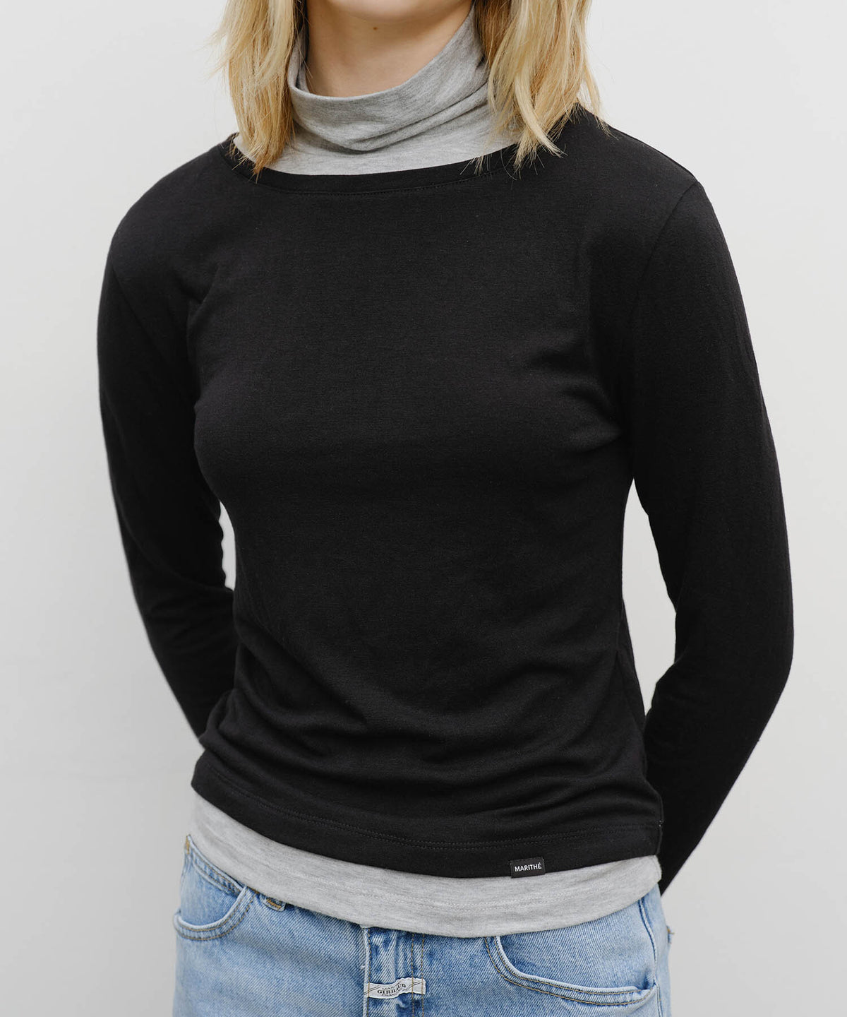 Marithe & Francois Girbaud - Layered Turtle Neck Long Sleeve (Black) product image 4 | TRAB K-Fashion Australia