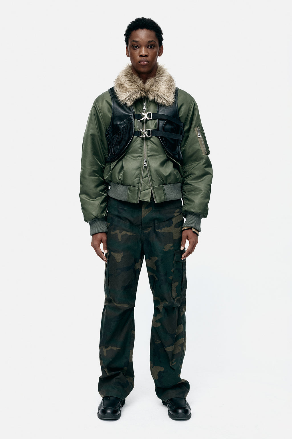 Andersson Bell - Unisex Camouflage Double Waist Work Wide-Leg Jeans (Navy/Green) product image 9 | TRAB K-Fashion Australia