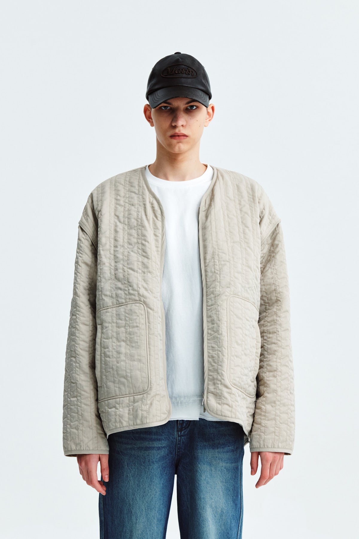 Matin Kim - Warm Up Quilting Jumper (Light Beige) product image 5 | TRAB K-Fashion Australia