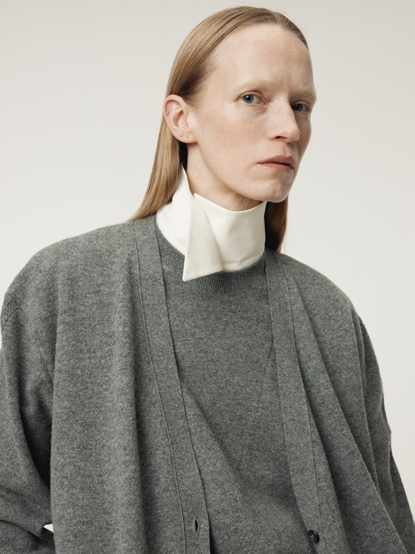 Recto - Layered Cardigan Knit Top (Melange Grey) product image 9 | TRAB K-Fashion Australia