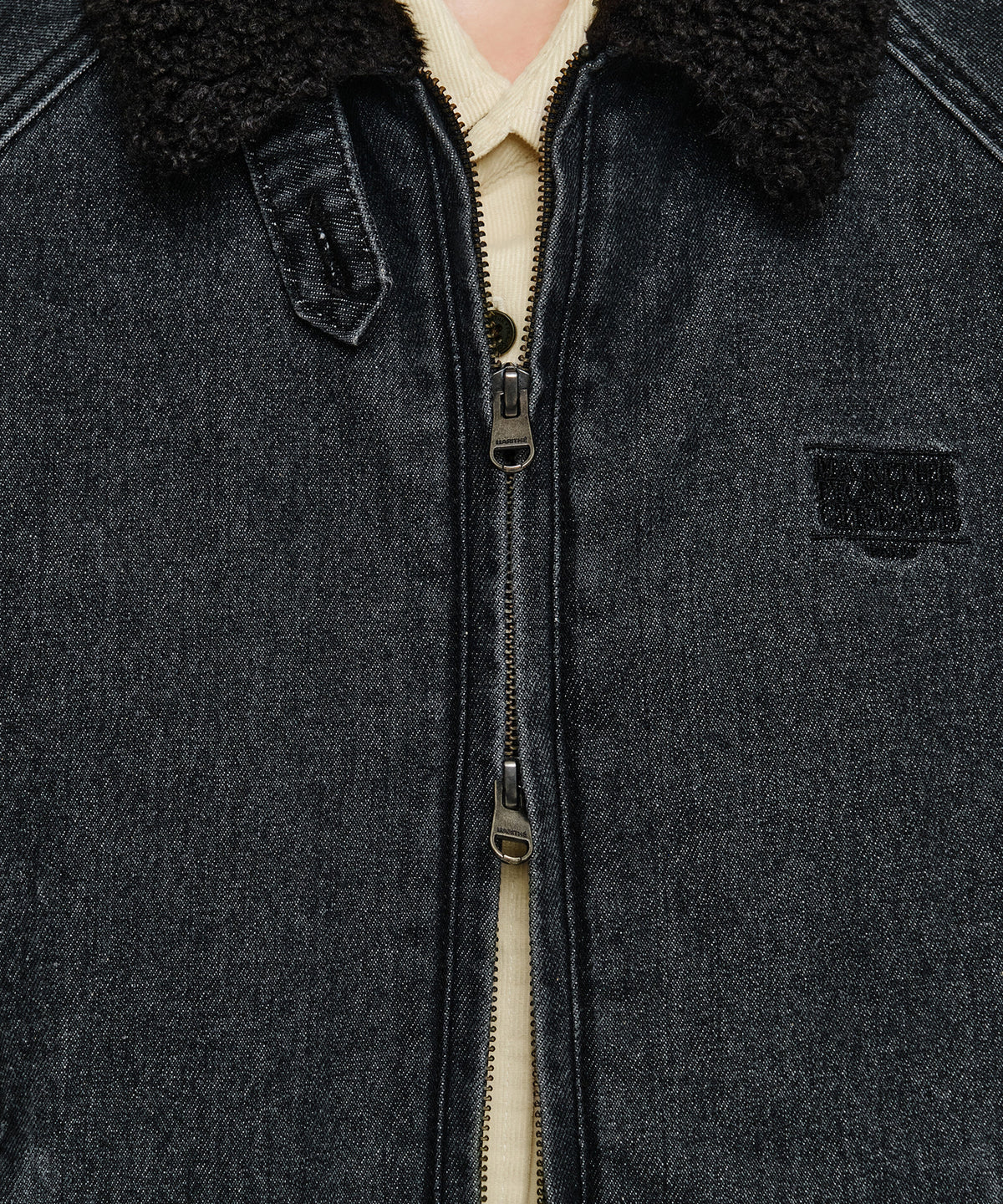 Marithe & Francois Girbaud - [Pre-order – Ships 30 Sep] Fleece Contrast Denim Jacket (Black) product image 6 | TRAB K-Fashion Australia