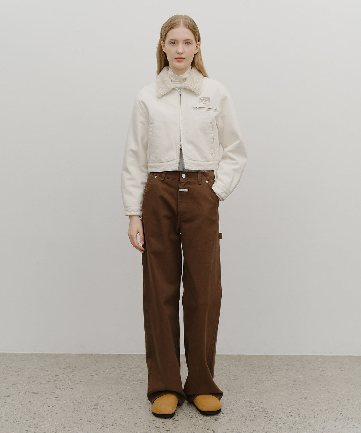 Marithe & Francois Girbaud - Crop Shearling Denim Jacket (Ecru) product image 6 | TRAB K-Fashion Australia