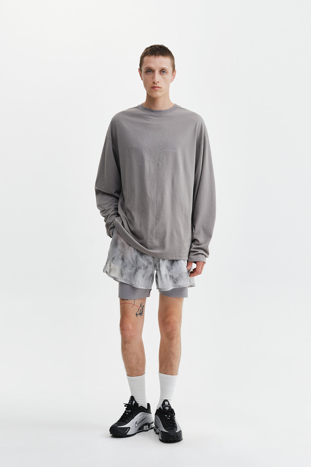 Matin Kim - Matin Pace Sunburst Graffiti Covered Top (Charcoal) product image 10 | TRAB K-Fashion Australia