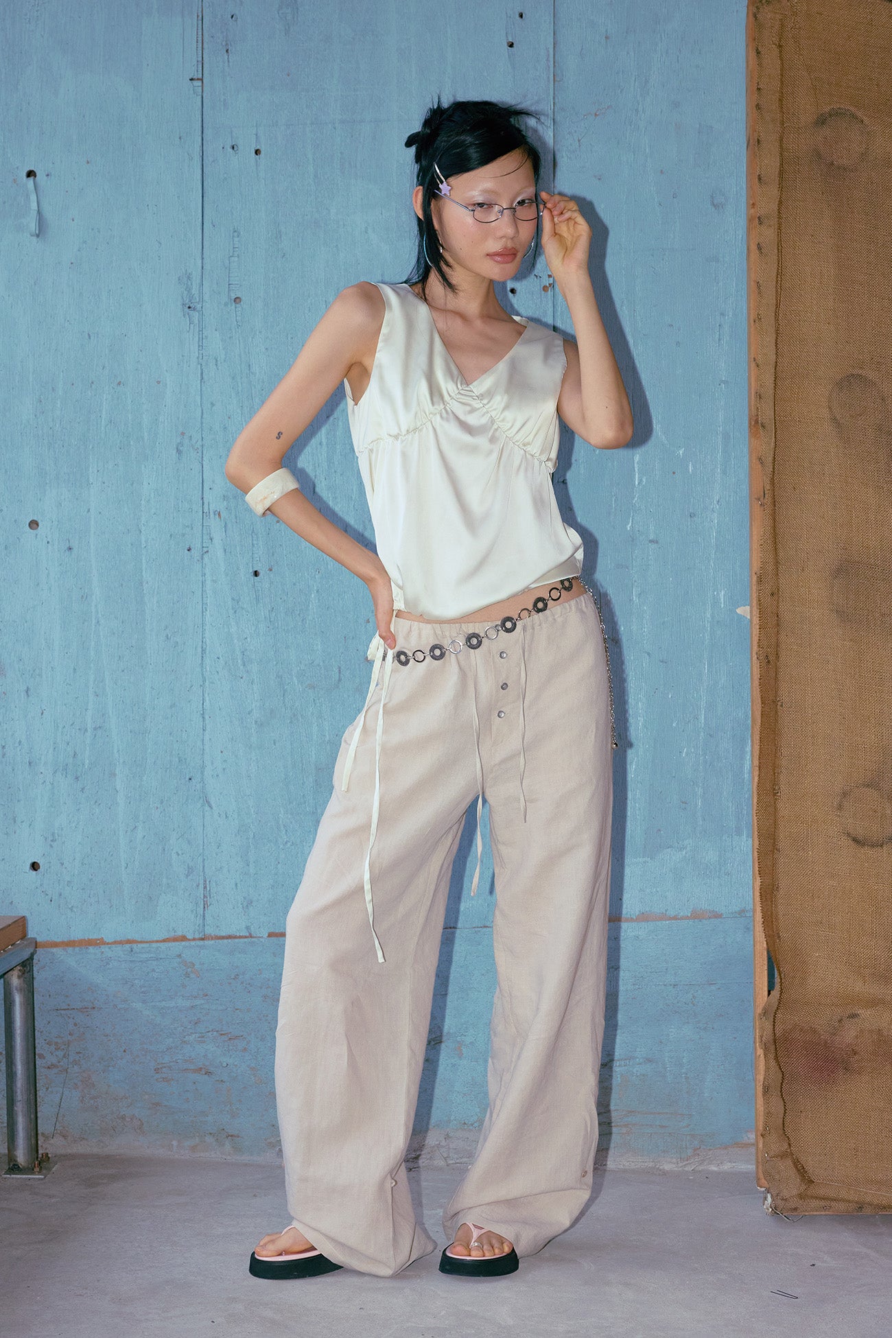 Deinet - Satin Shirring Sleeveless (Ivory) product image 4 | TRAB K-Fashion Australia