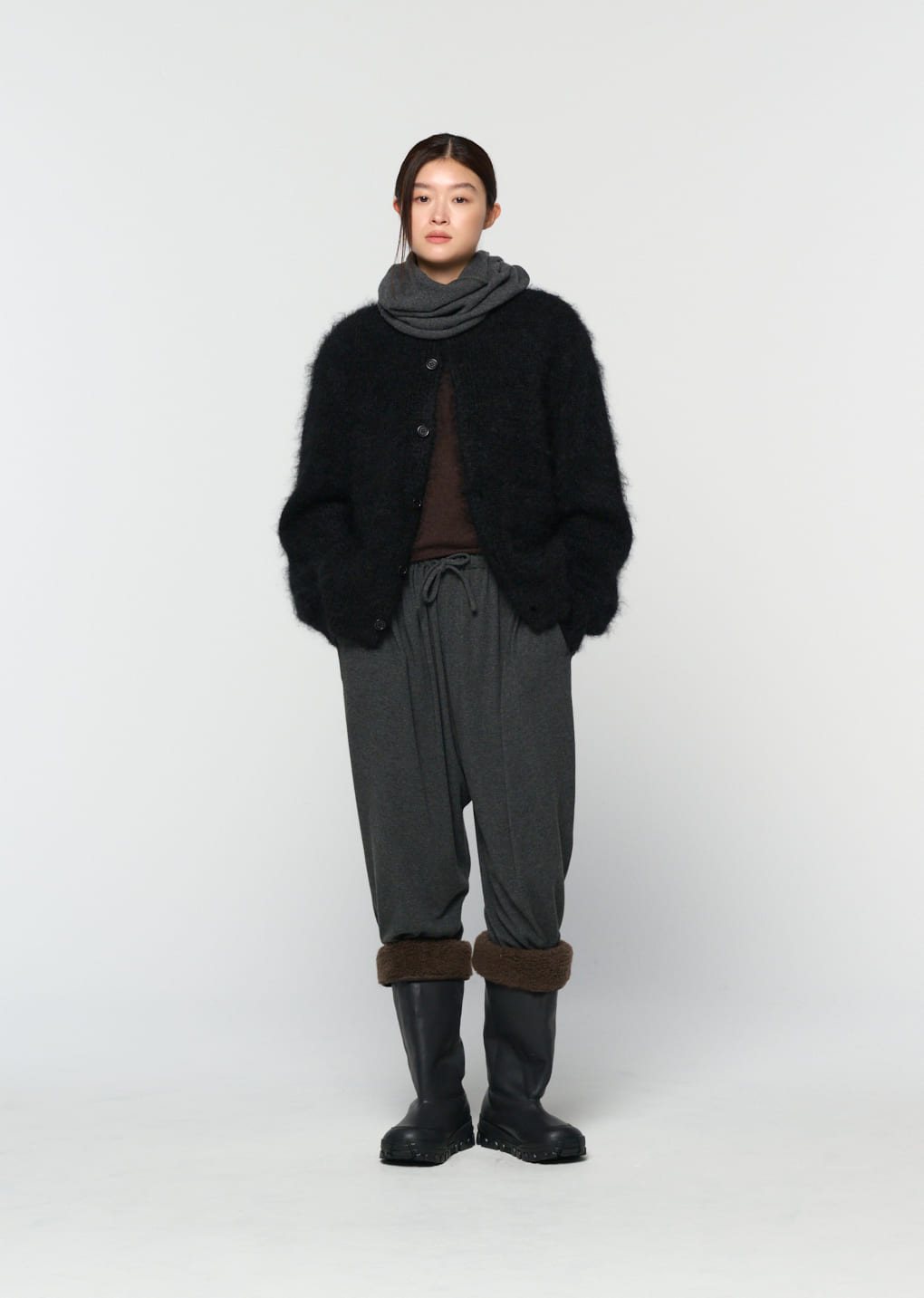 Amomento - men's mohair bulky cardigan (Black) product image 11 | TRAB K-Fashion Australia