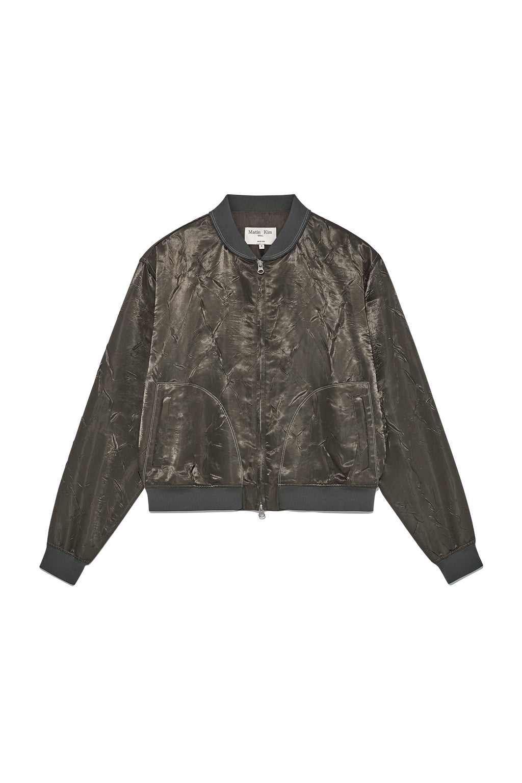 Matin Kim - Back Logo Crinkle Blouson (Khaki) product image 1 | TRAB K-Fashion Australia