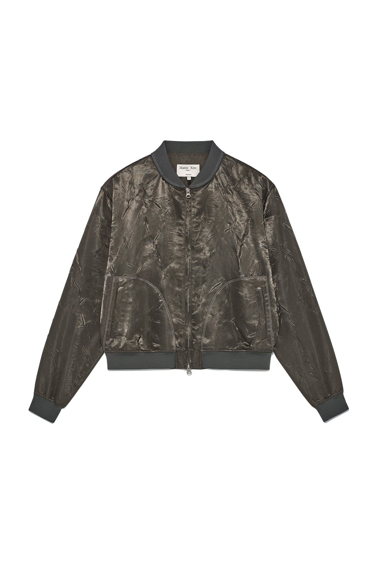 Matin Kim - Back Logo Crinkle Blouson (Khaki) product image 1 | TRAB K-Fashion Australia