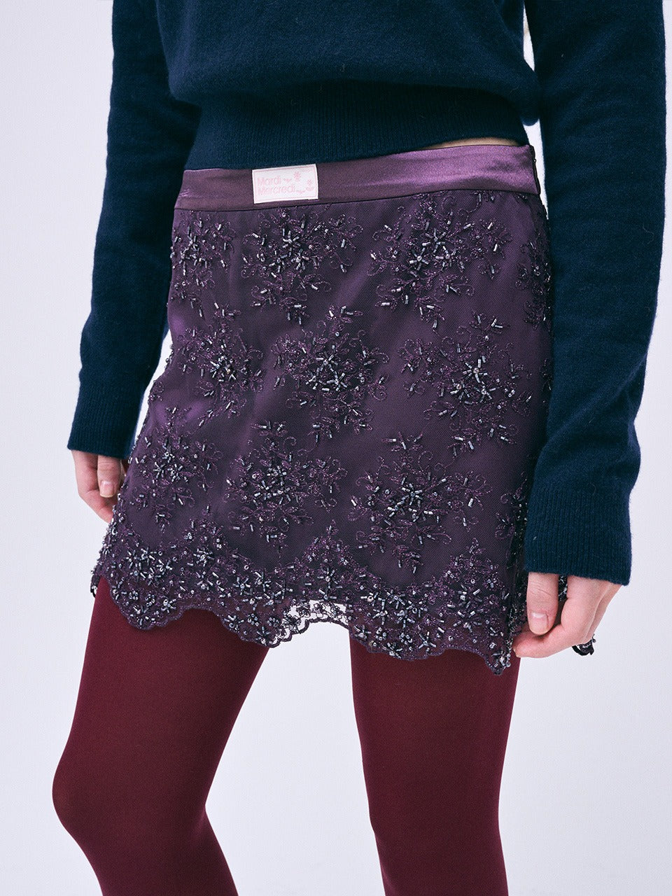 Mardi Mercredi - Sequin Mini Skirt Lace (Purple) product image 1 | TRAB K-Fashion Australia