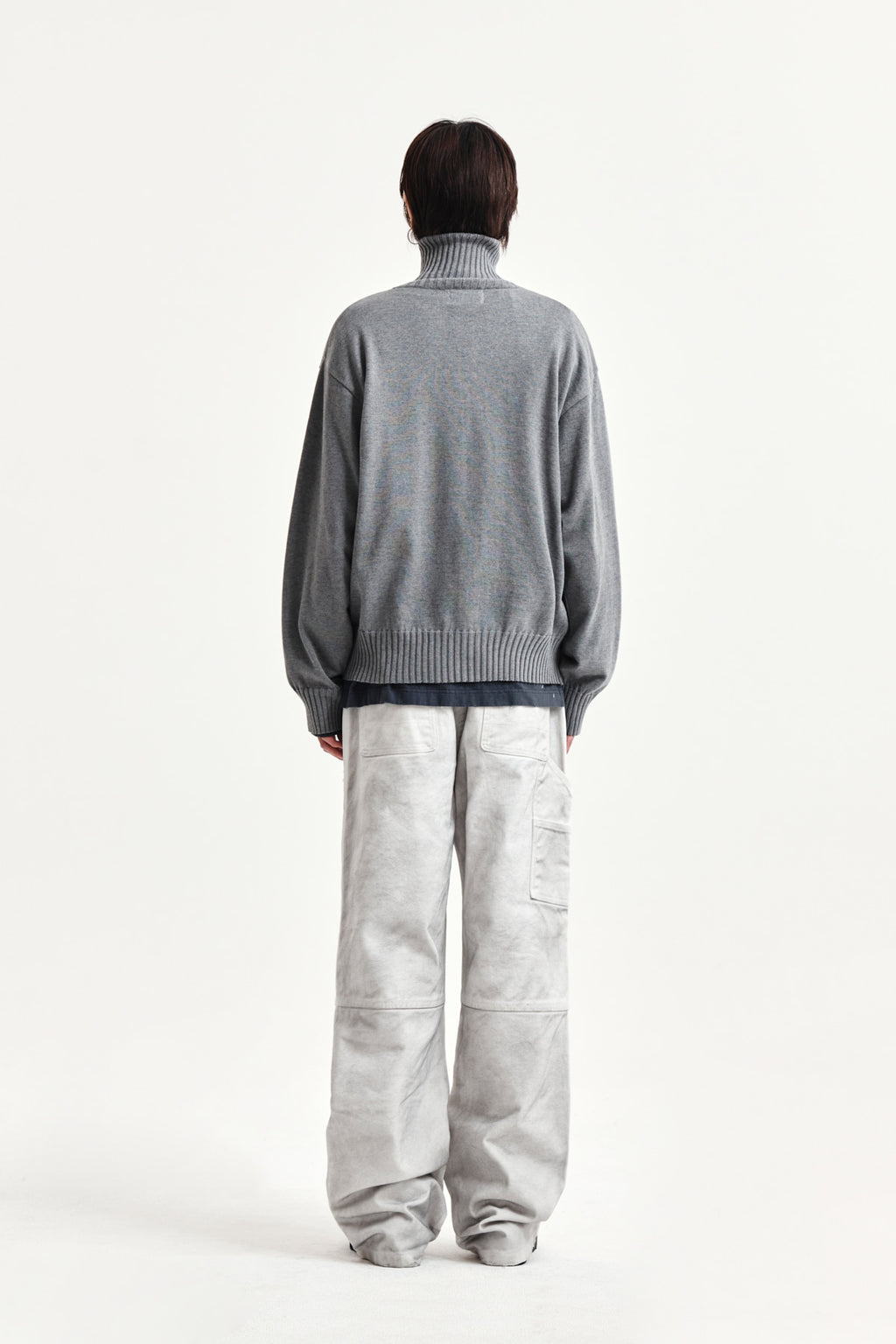 Matin Kim - High Neck Embroidered Logo Zip Up (Grey) product image 7 | TRAB K-Fashion Australia