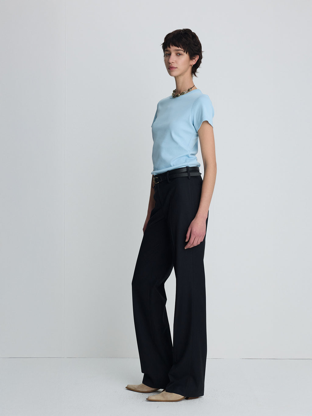 Tonywack - Wool Straight Trousers (Navy Pinstripe) product image 2 | TRAB K-Fashion Australia