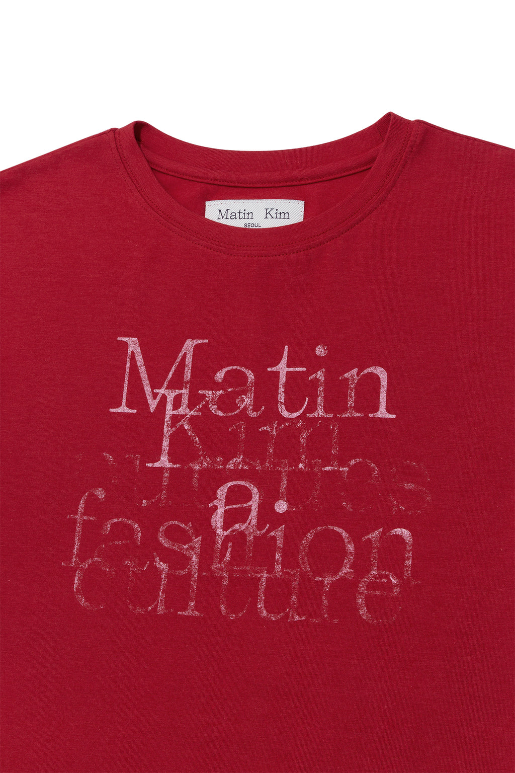 Matin Kim - Dusty Typo Graphic Crop Top (Red) product image 3 | TRAB K-Fashion Australia