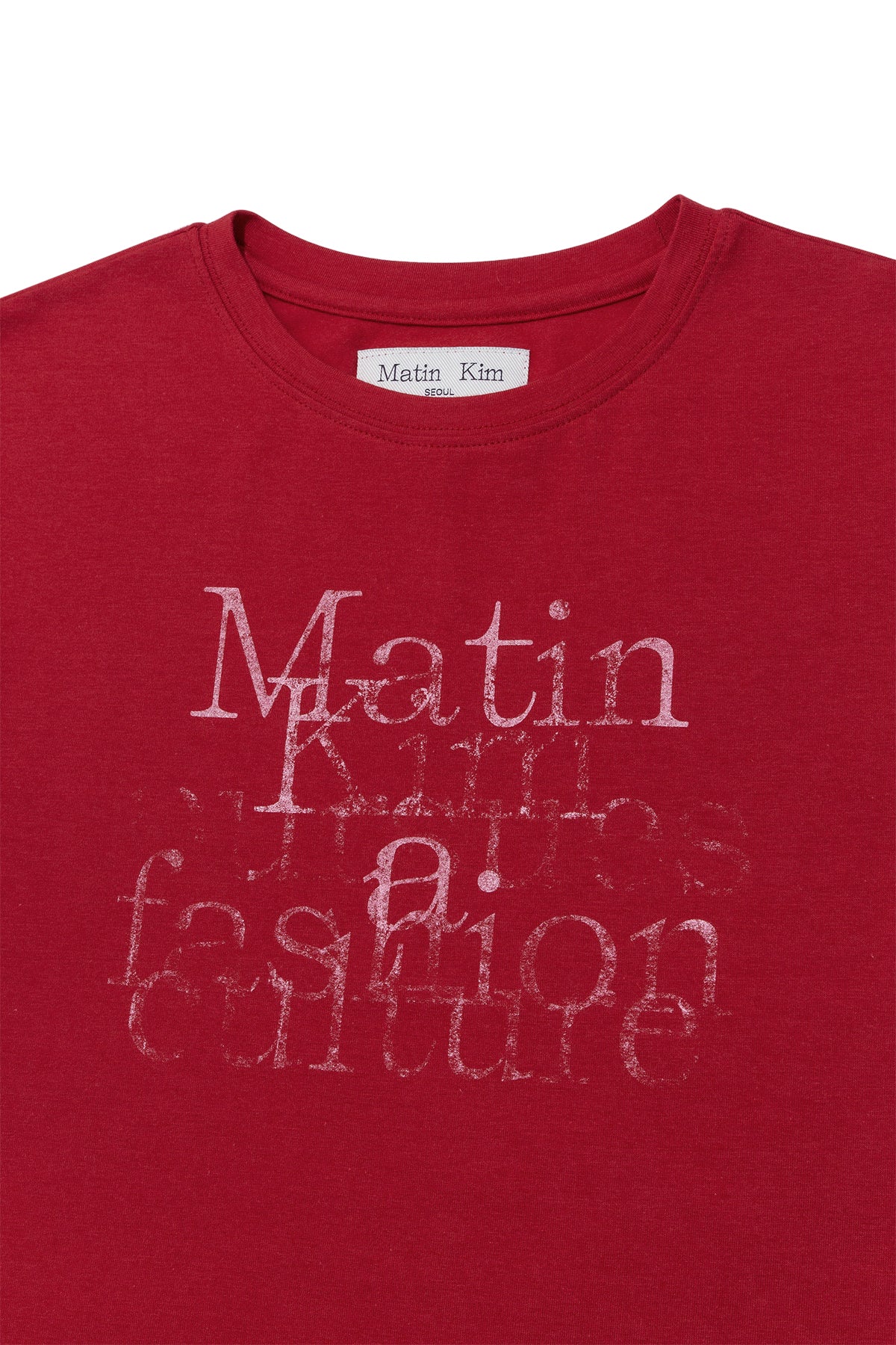 Matin Kim - Dusty Typo Graphic Crop Top (Red) product image 3 | TRAB K-Fashion Australia
