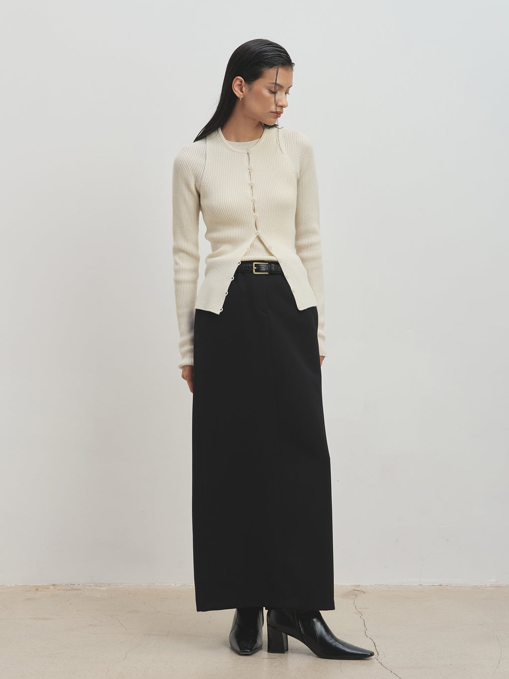 Tonywack - Button Ribbed Sleeveless Cardigan (Ivory) product image 1 | TRAB K-Fashion Australia