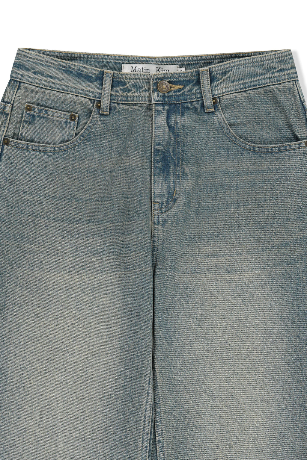 Matin Kim - Apron Layered Denim Pants (Blue) product image 4 | TRAB K-Fashion Australia