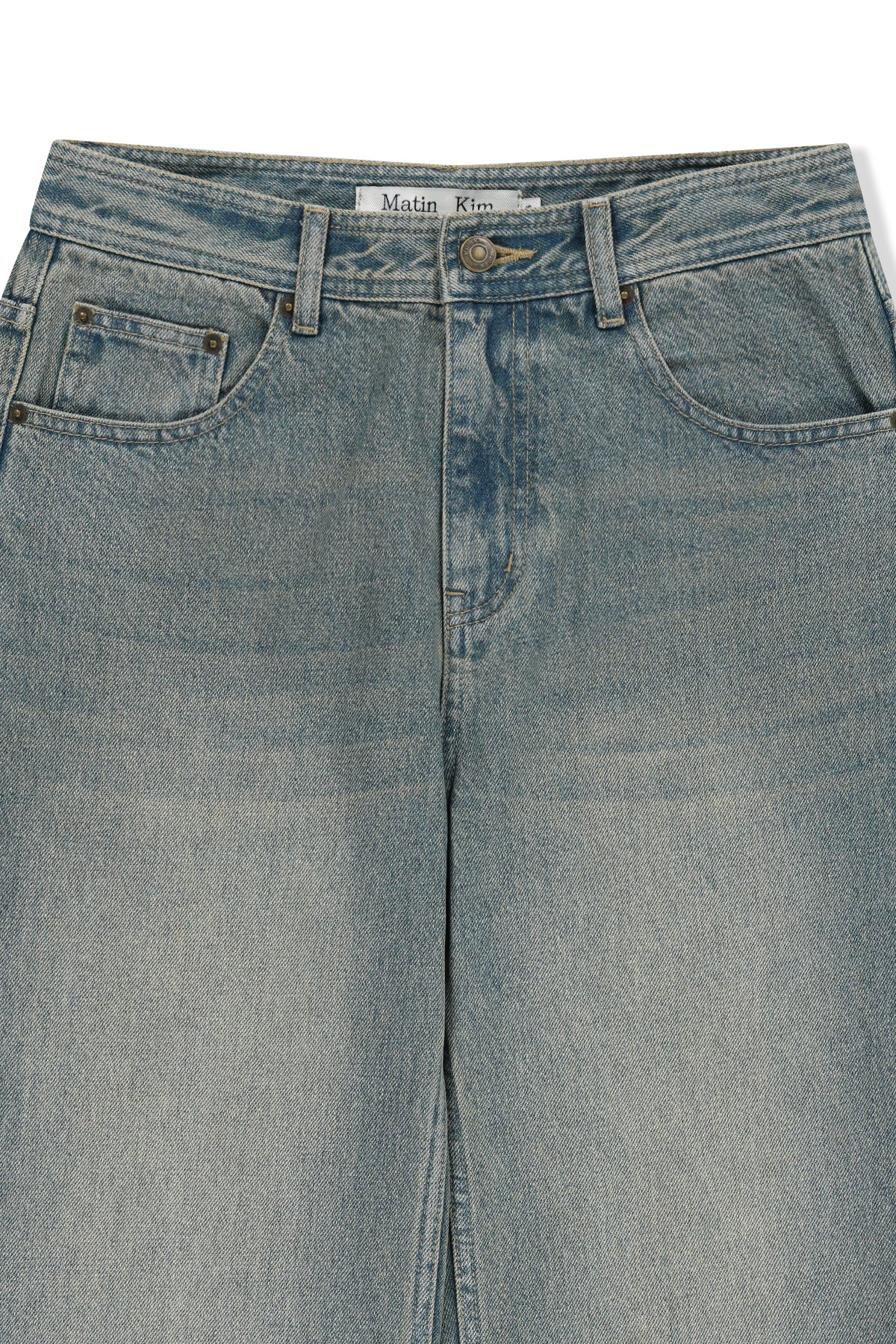Matin Kim - Apron Layered Denim Pants (Blue) product image 4 | TRAB K-Fashion Australia