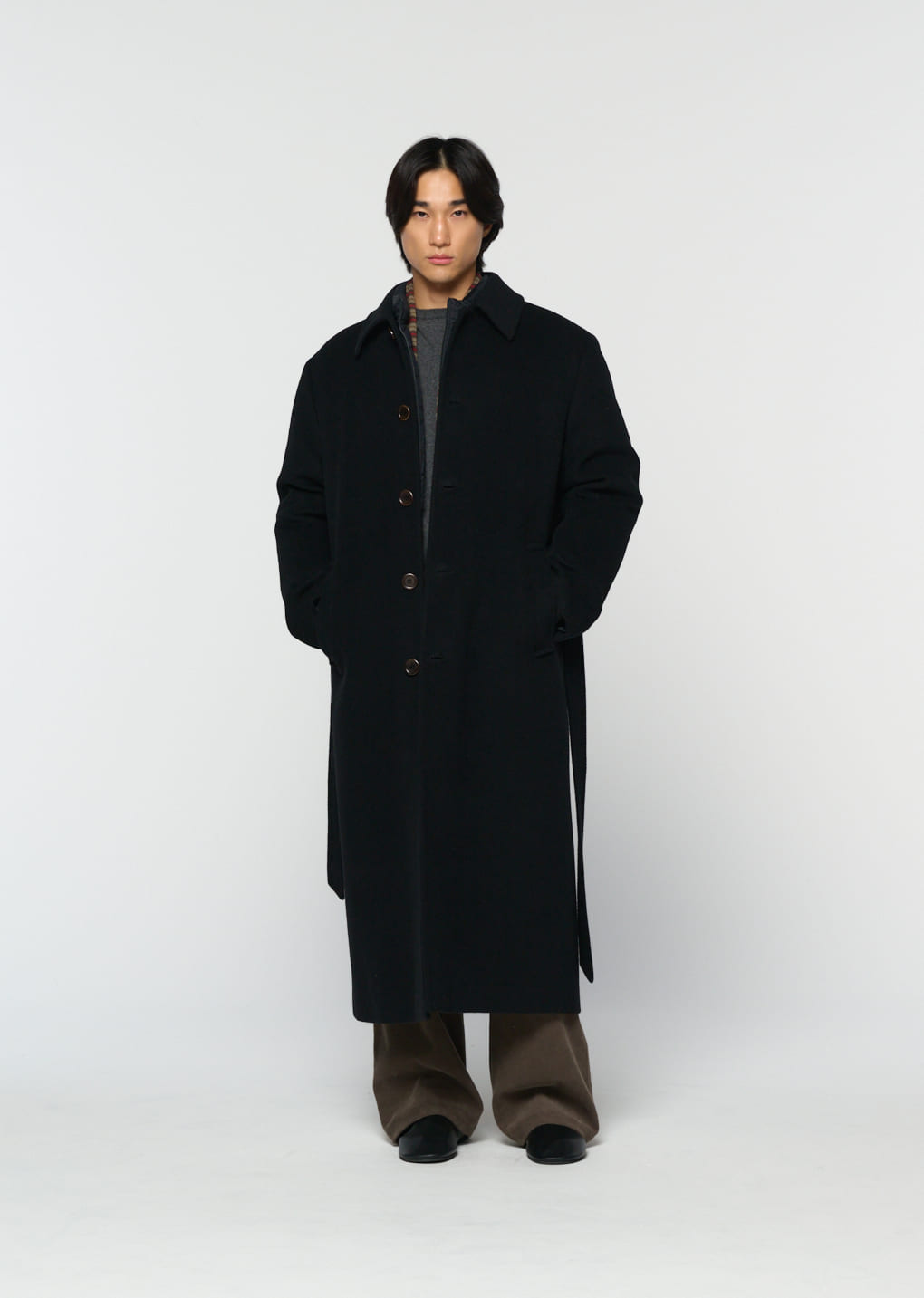 Amomento - men's single breasted long coat (Black) product image 5 | TRAB K-Fashion Australia