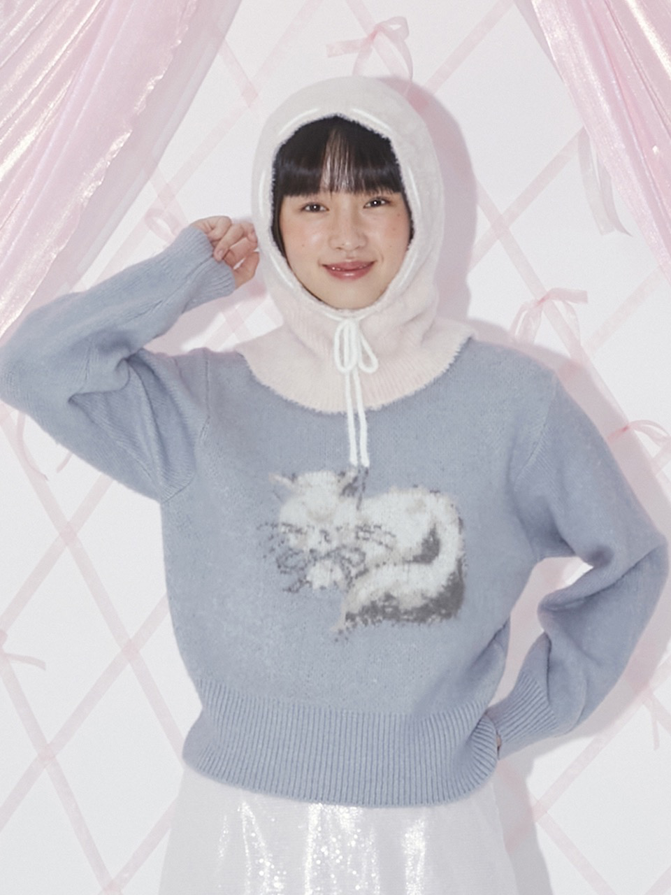 Margarin Fingers - Stitch Brush Balaclava (Peach) product image 1 | TRAB K-Fashion Australia