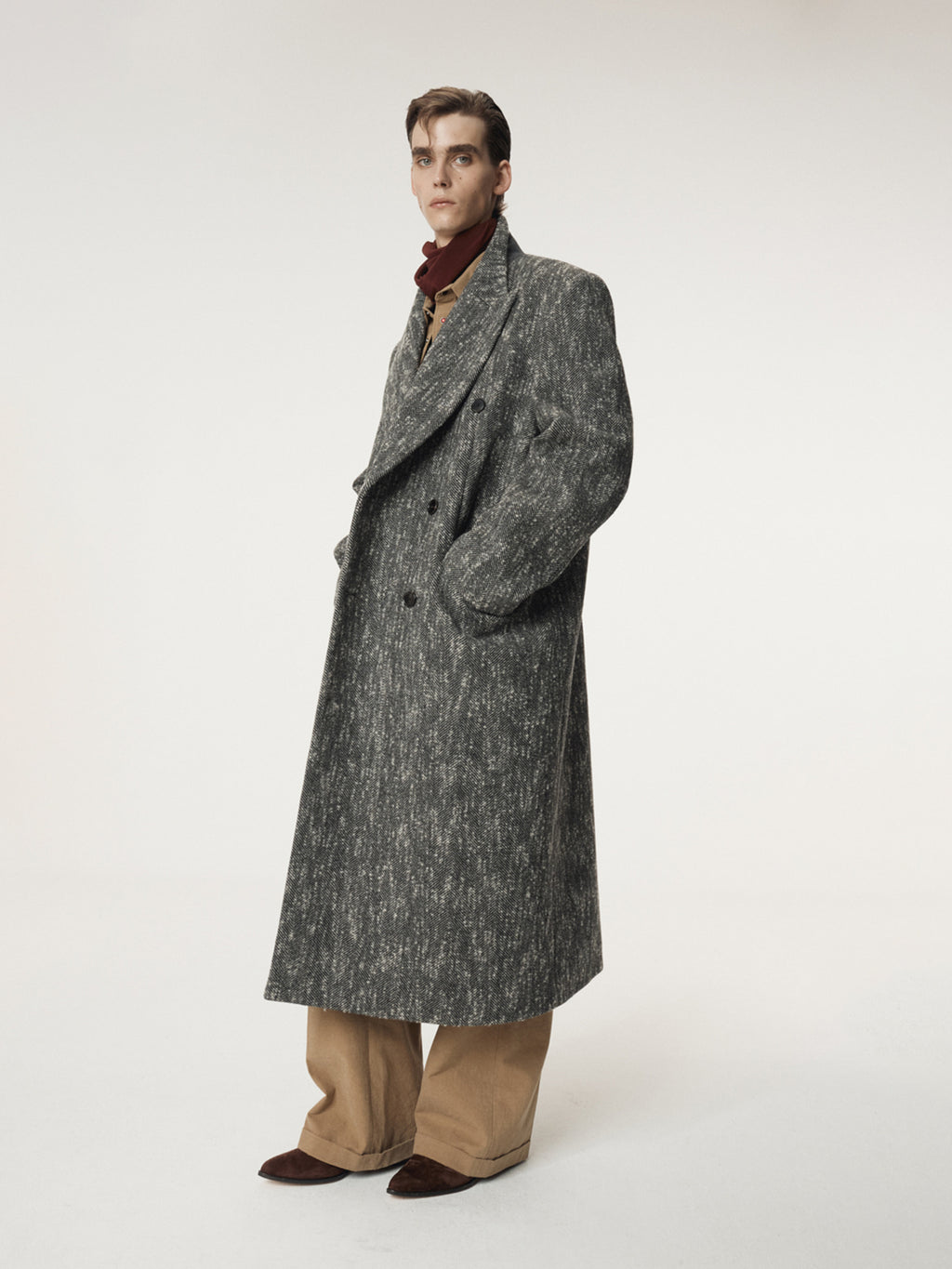 Recto - Herringbone Double Breasted Coat (Black) product image 5 | TRAB K-Fashion Australia