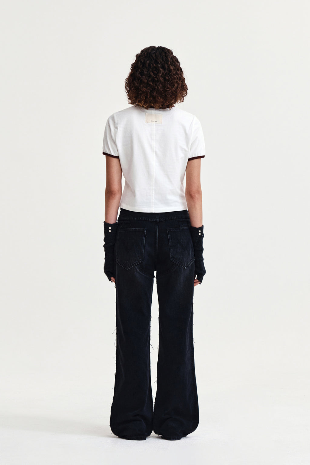 Matin Kim - Stud Logo Ringer Top (White) product image 7 | TRAB K-Fashion Australia