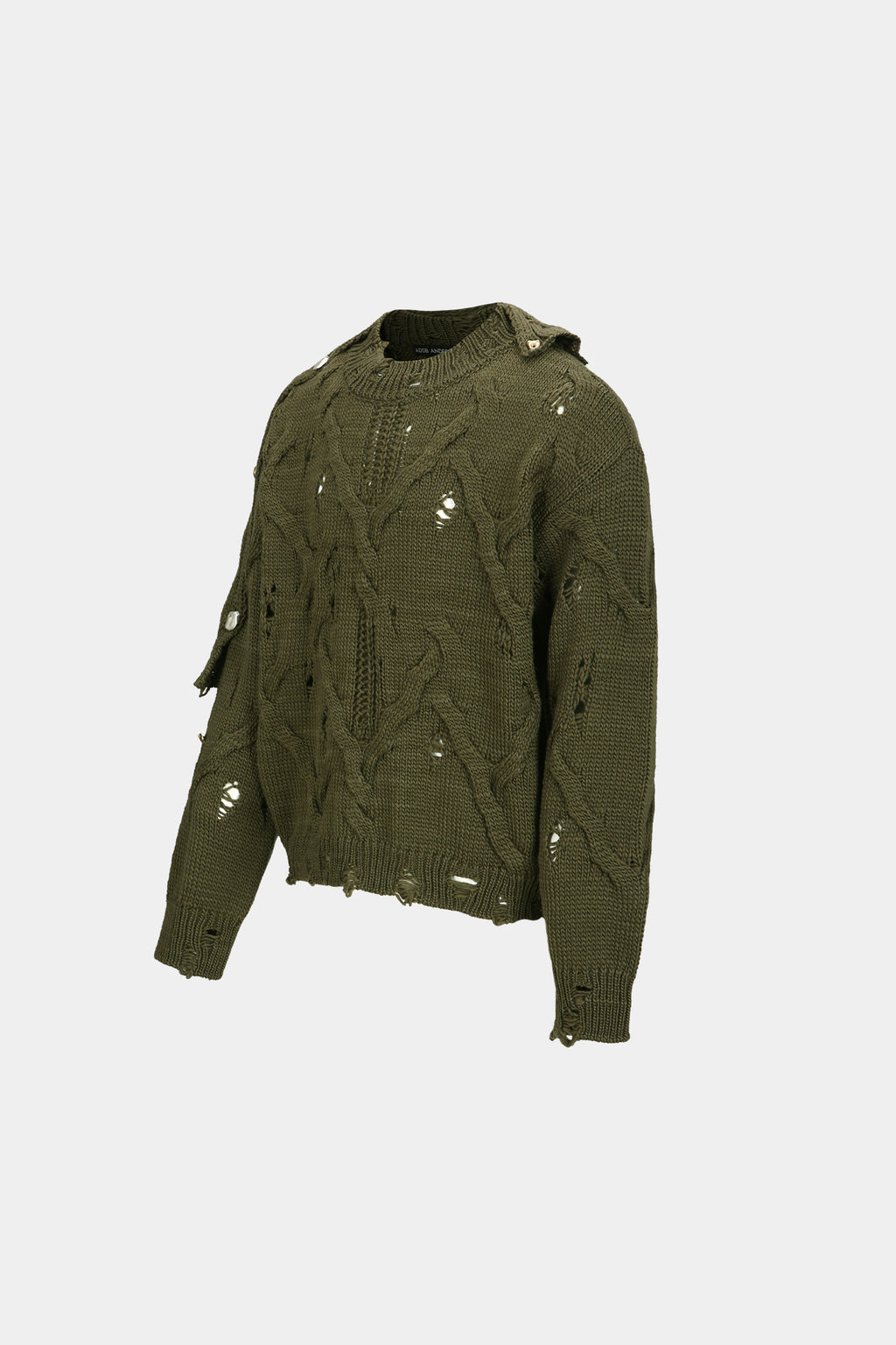Andersson Bell - Fisherman Button Crew-Neck Sweater (Khaki) product image 8 | TRAB K-Fashion Australia