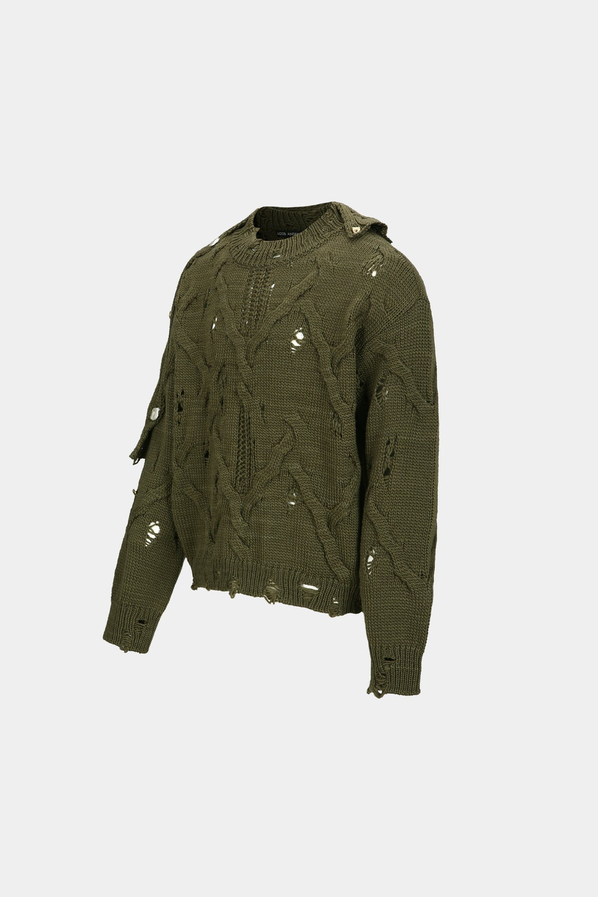 Andersson Bell - Fisherman Button Crew-Neck Sweater (Khaki) product image 8 | TRAB K-Fashion Australia