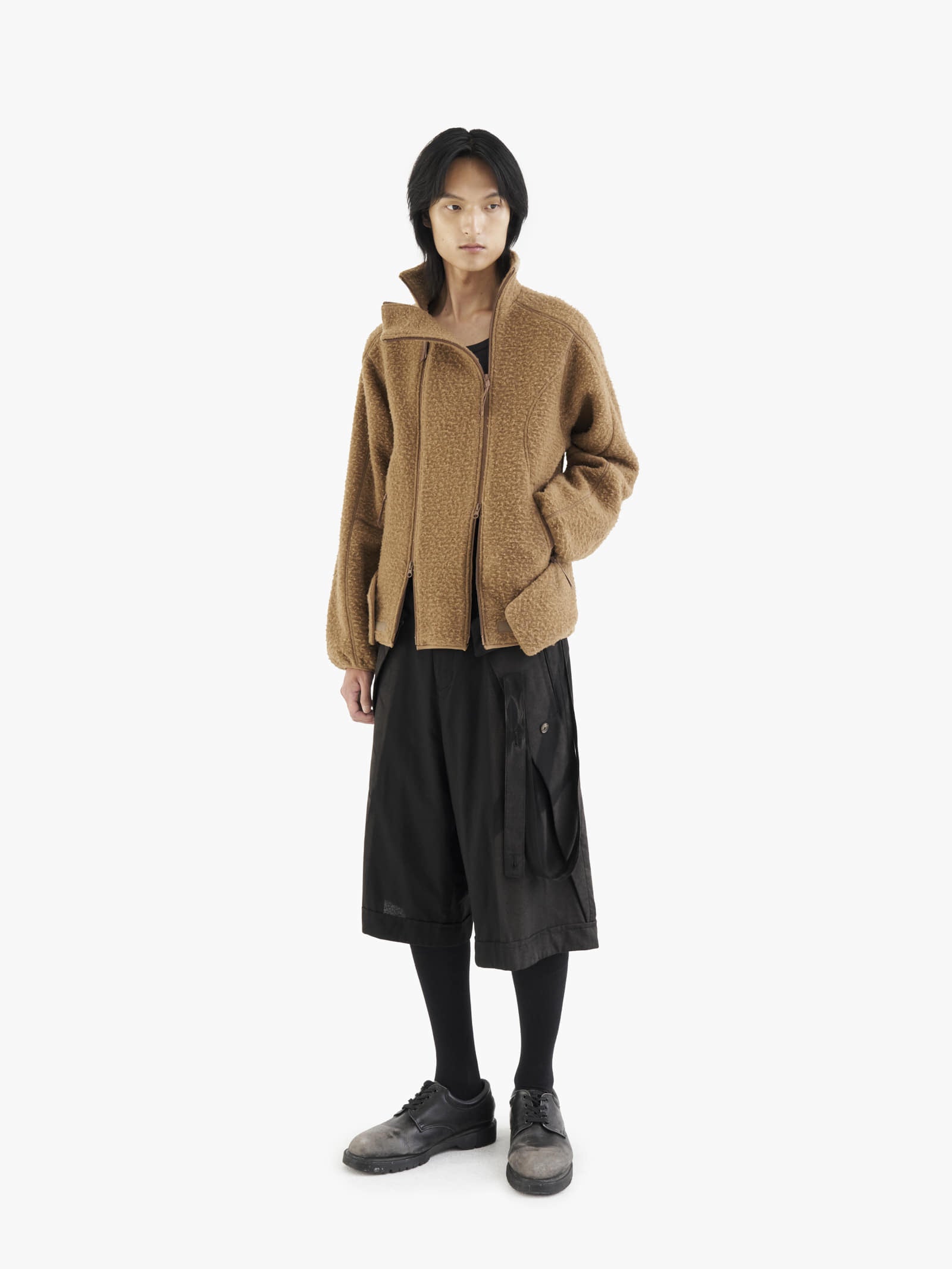 Jiyong Kim - Double Zip Fleece (Brown) product image 1 | TRAB K-Fashion Australia