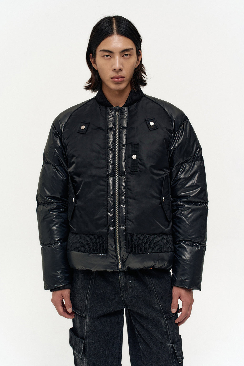Andersson Bell - Unisex Bomber Layered Down Jacket (Black) product image 5 | TRAB K-Fashion Australia