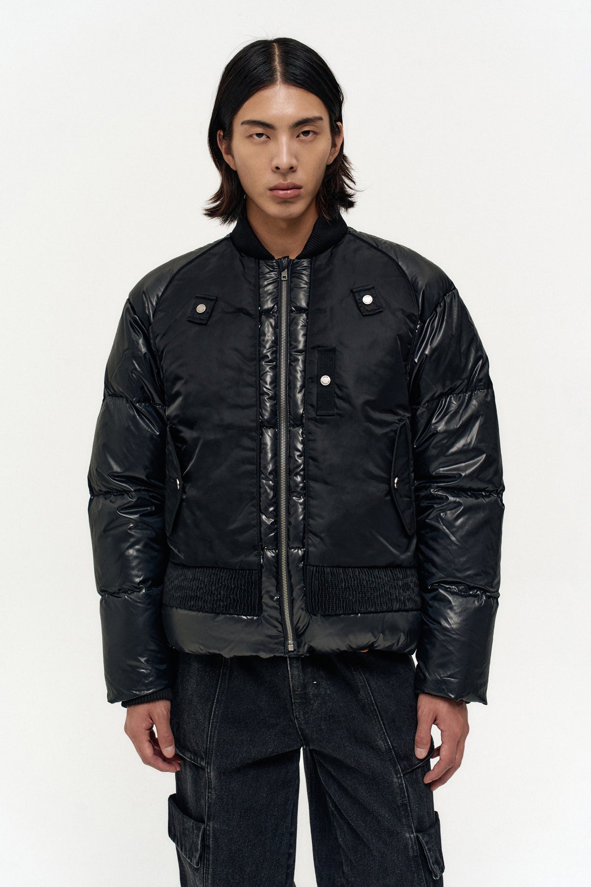 Andersson Bell - Unisex Bomber Layered Down Jacket (Black) product image 5 | TRAB K-Fashion Australia
