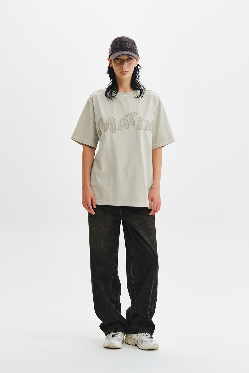 Matin Kim - Waffle Applique Logo Top (Light Beige) product image 10 | TRAB K-Fashion Australia