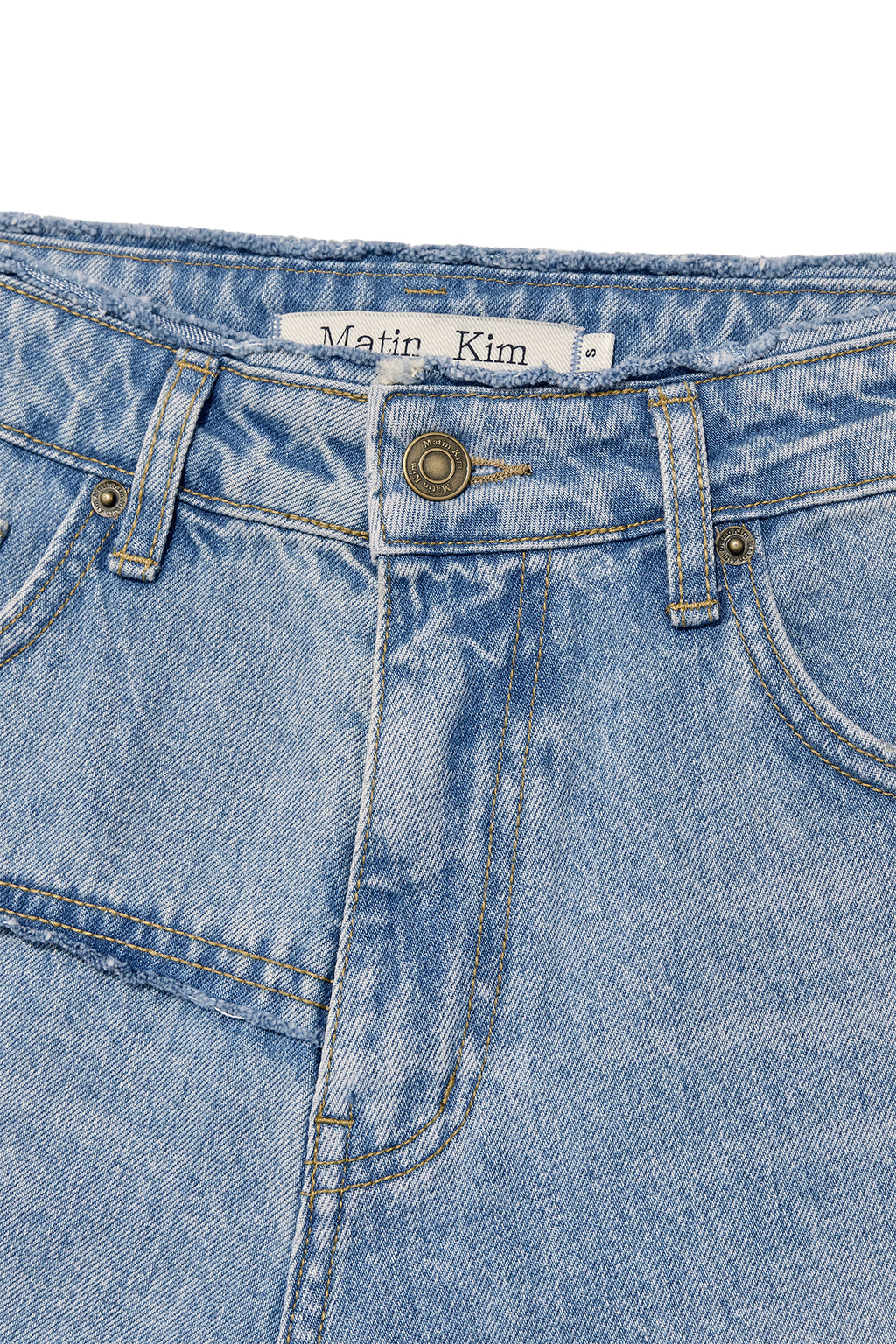 Matin Kim - Cut Line Point Denim Shorts (Blue) product image 3 | TRAB K-Fashion Australia