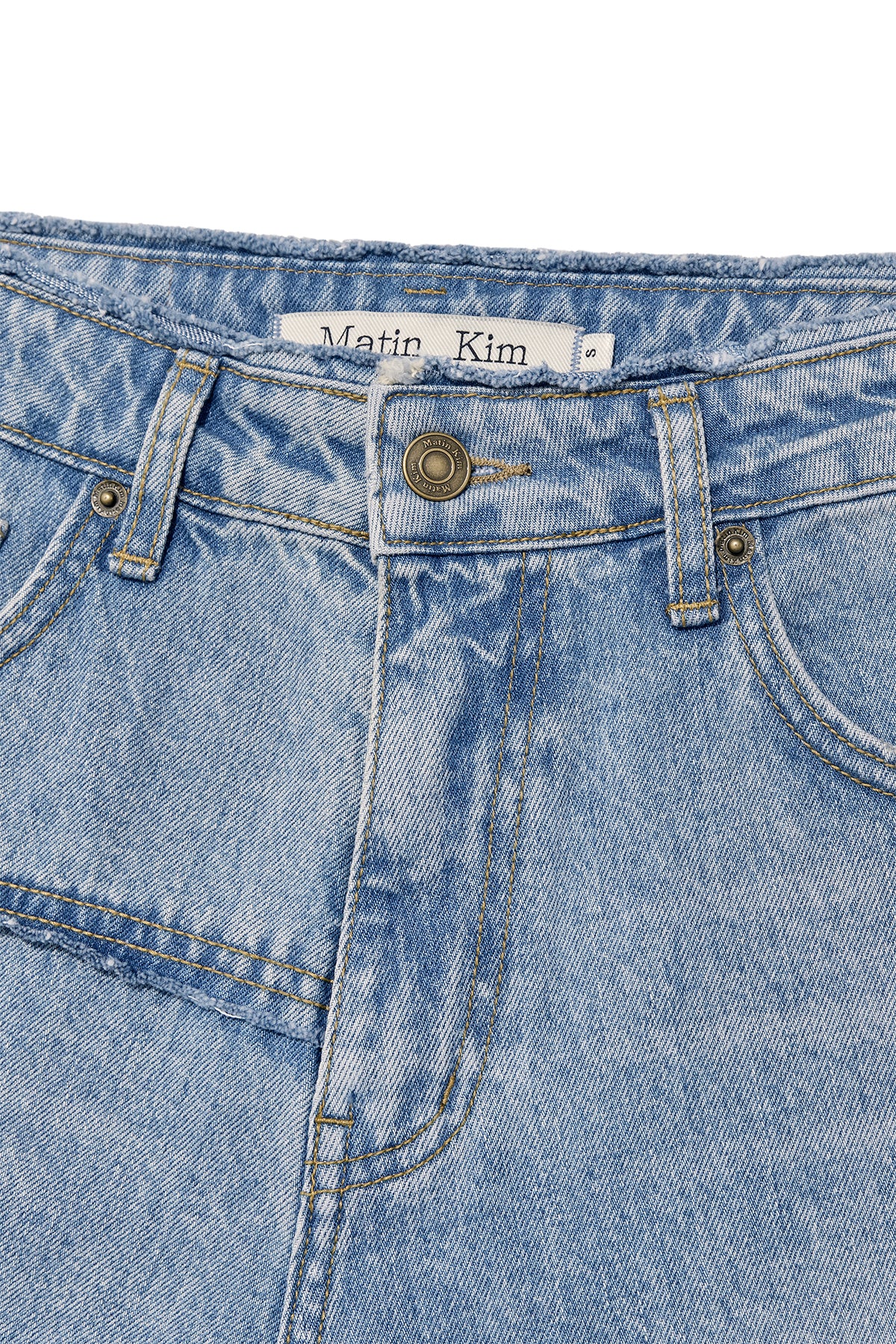 Matin Kim - Cut Line Point Denim Shorts (Blue) product image 3 | TRAB K-Fashion Australia