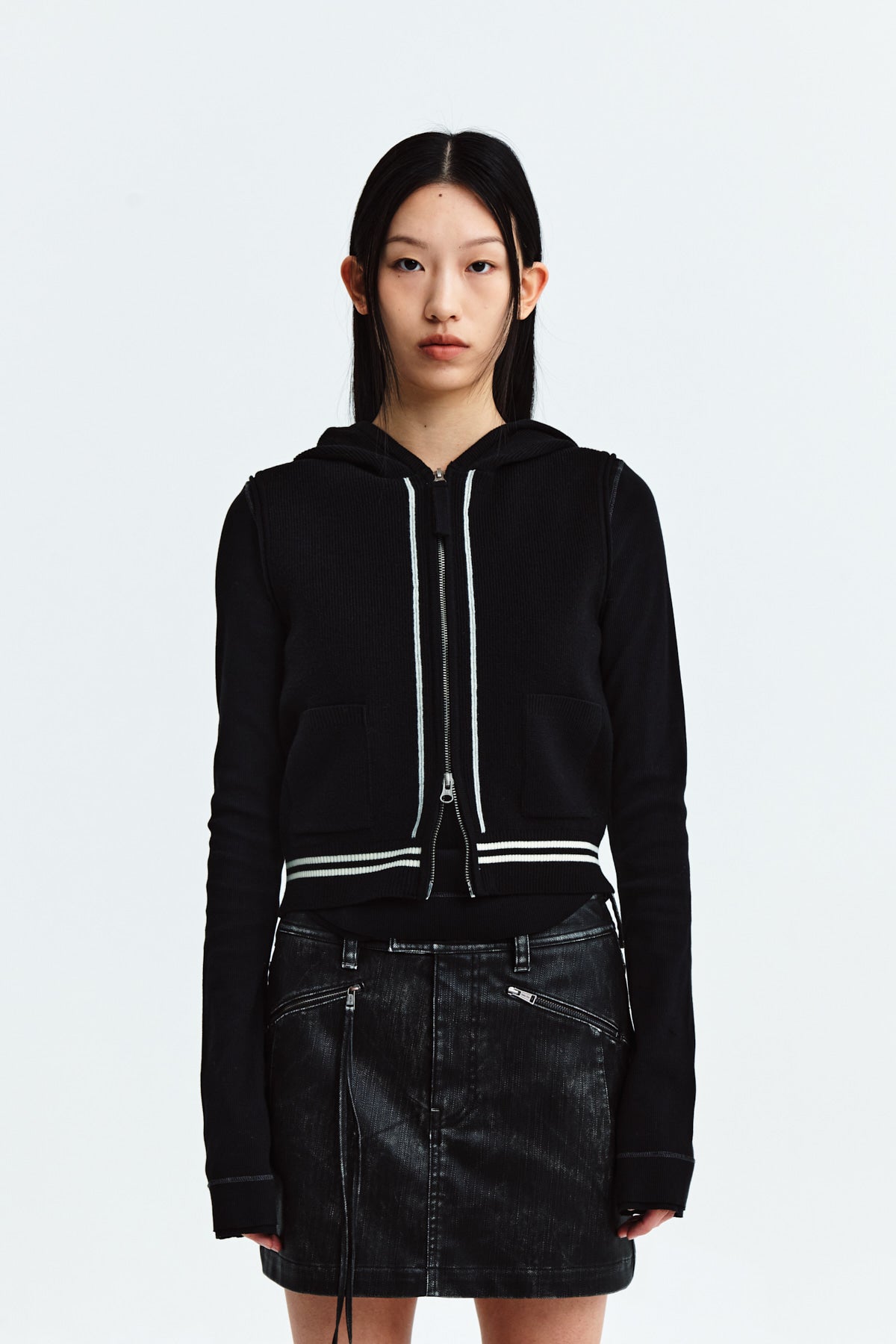 Matin Kim - Hoody Logo Knit Vest (Black) product image 5 | TRAB K-Fashion Australia
