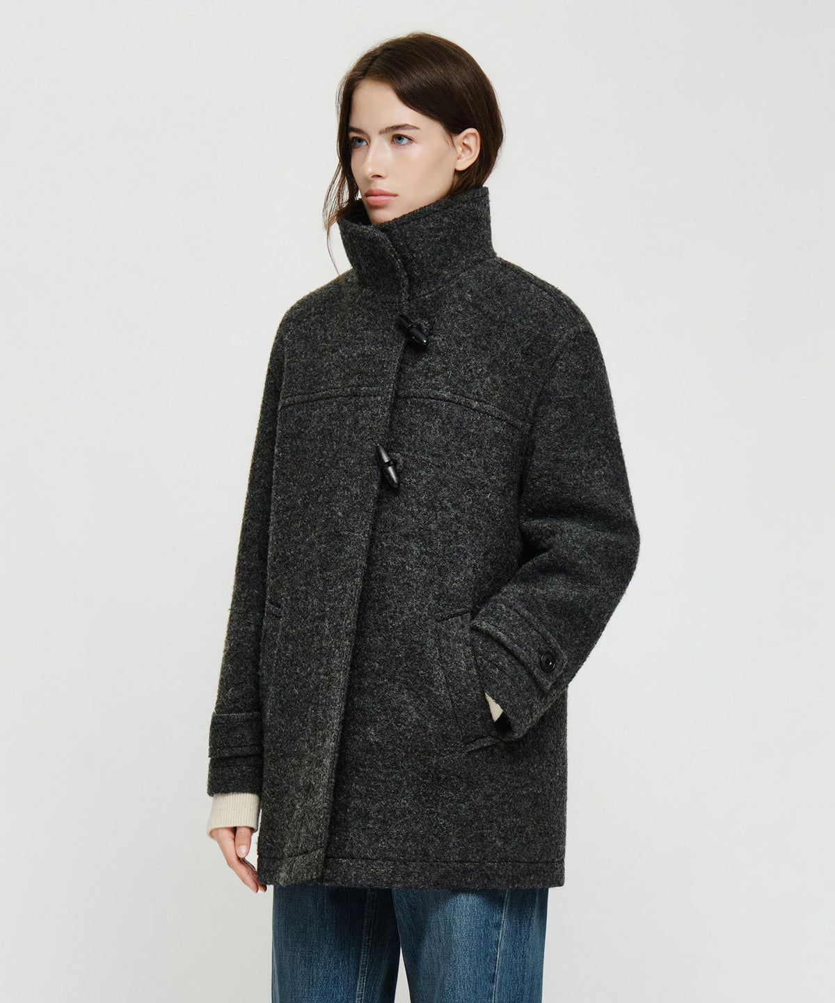 Marithe & Francois Girbaud - High Neck Padded Half Coat (Charcoal) product image 2 | TRAB K-Fashion Australia