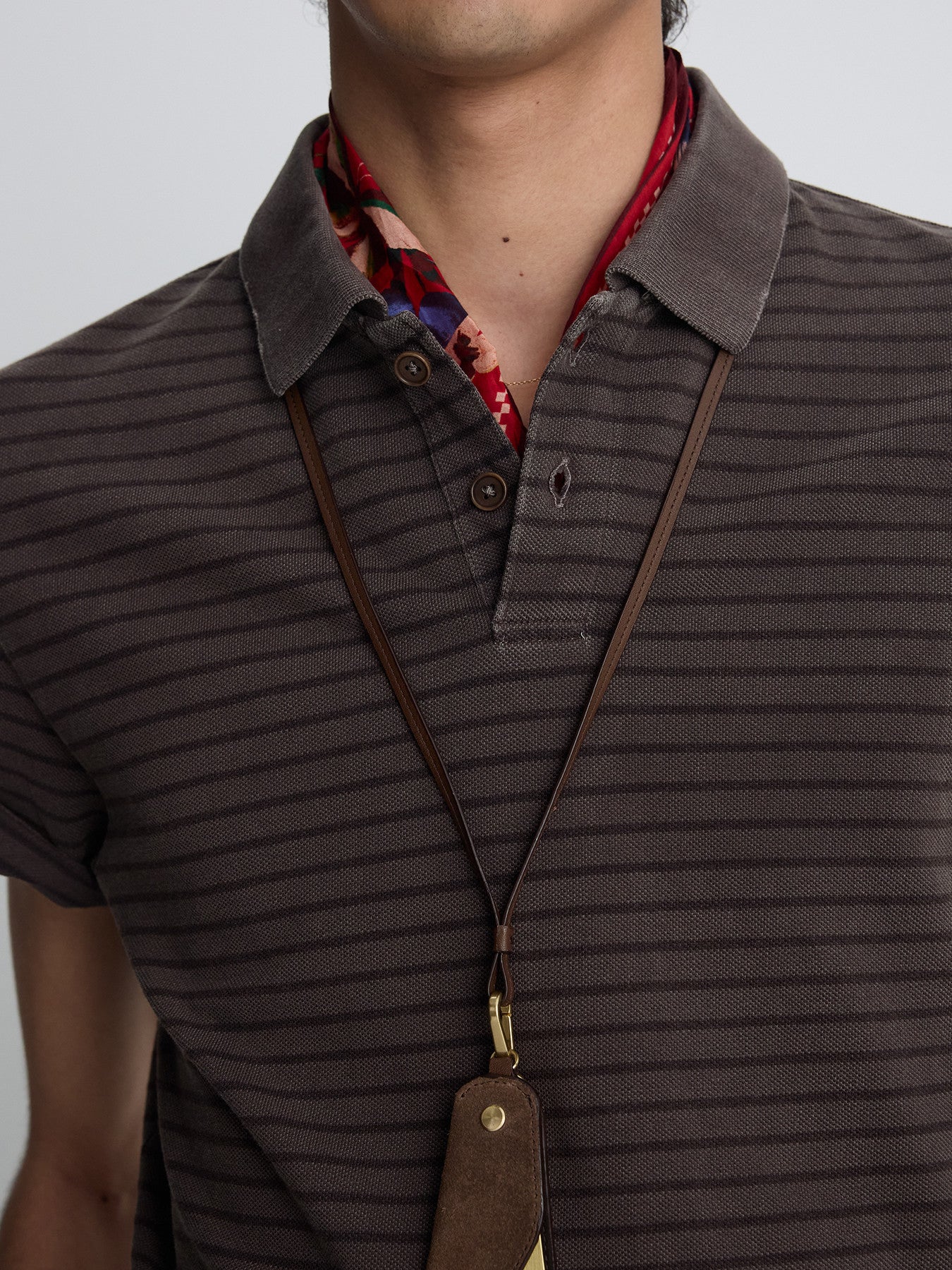 Tonywack - Garment Dyed Stripe Piqué Polo (Faded Brown) | TRAB K-Fa