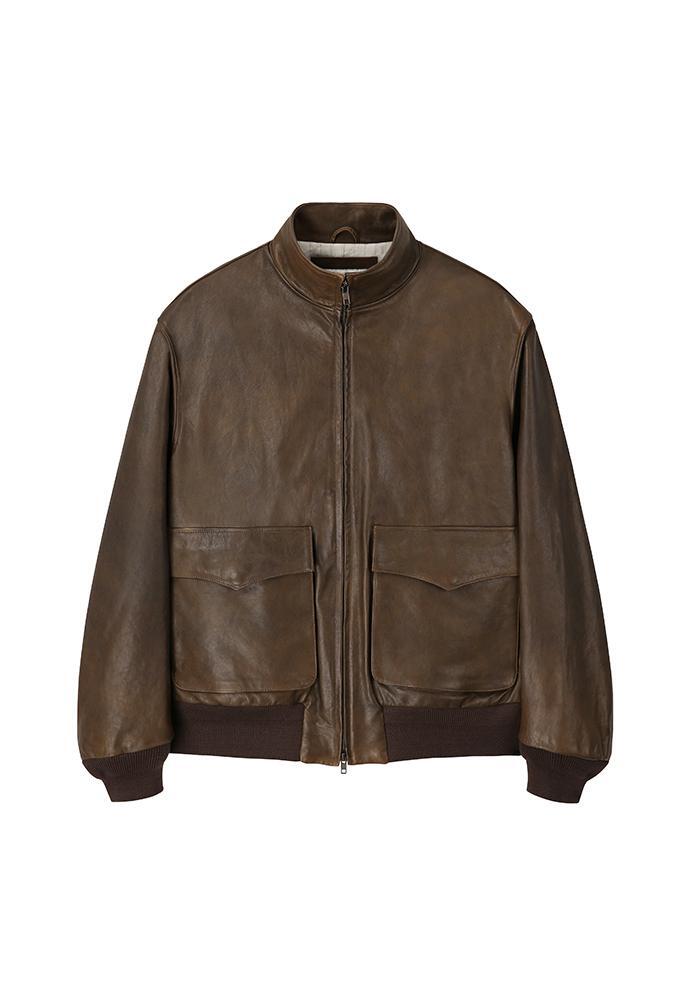 Art if acts - Stand Collar Leather Blouson Italy Vegetable Leather (Cloud Brown) product image 7 | TRAB K-Fashion Australia