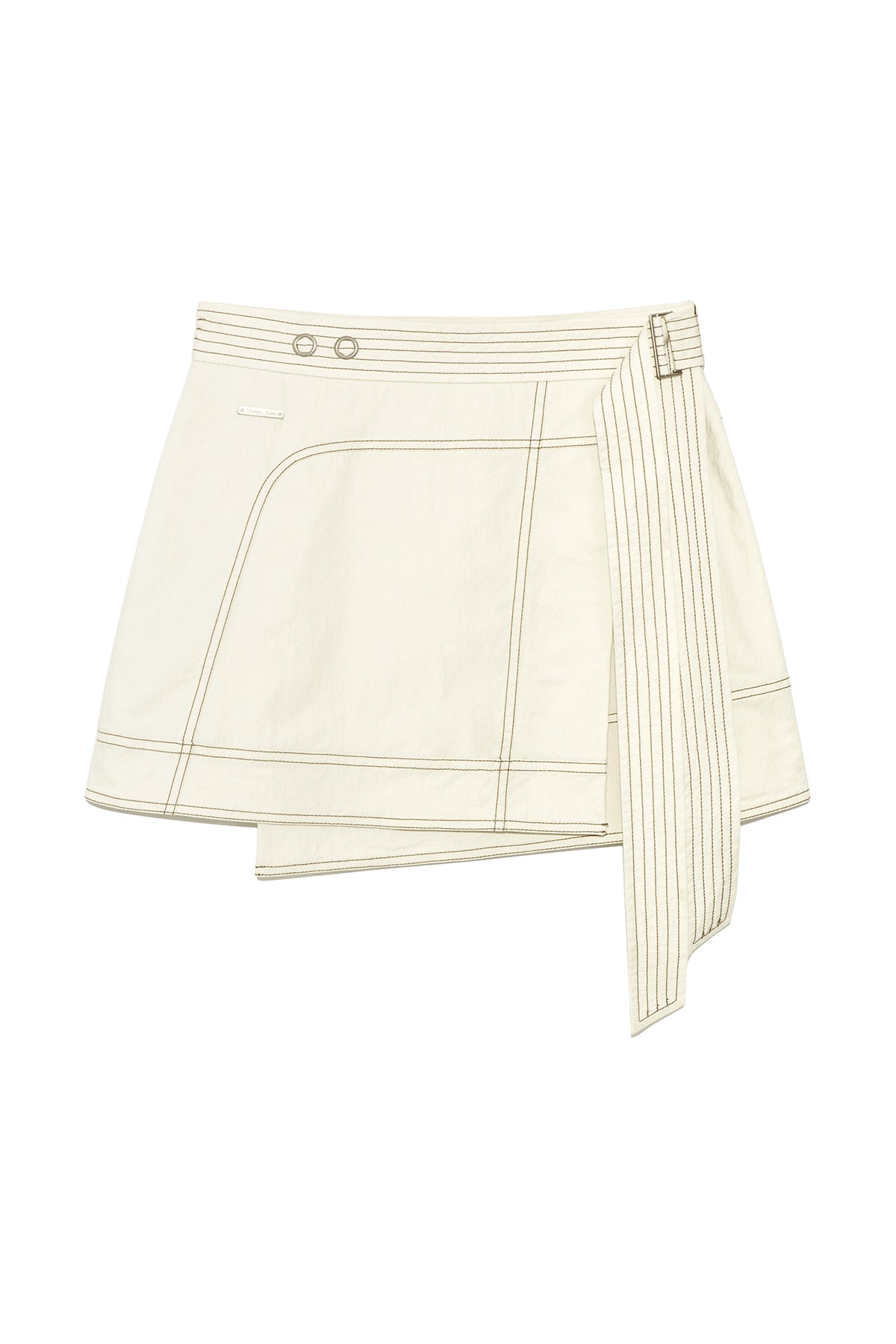 Matin Kim - Stitch Point Belted Wrap Skirt (Light Beige) product image 1 | TRAB K-Fashion Australia