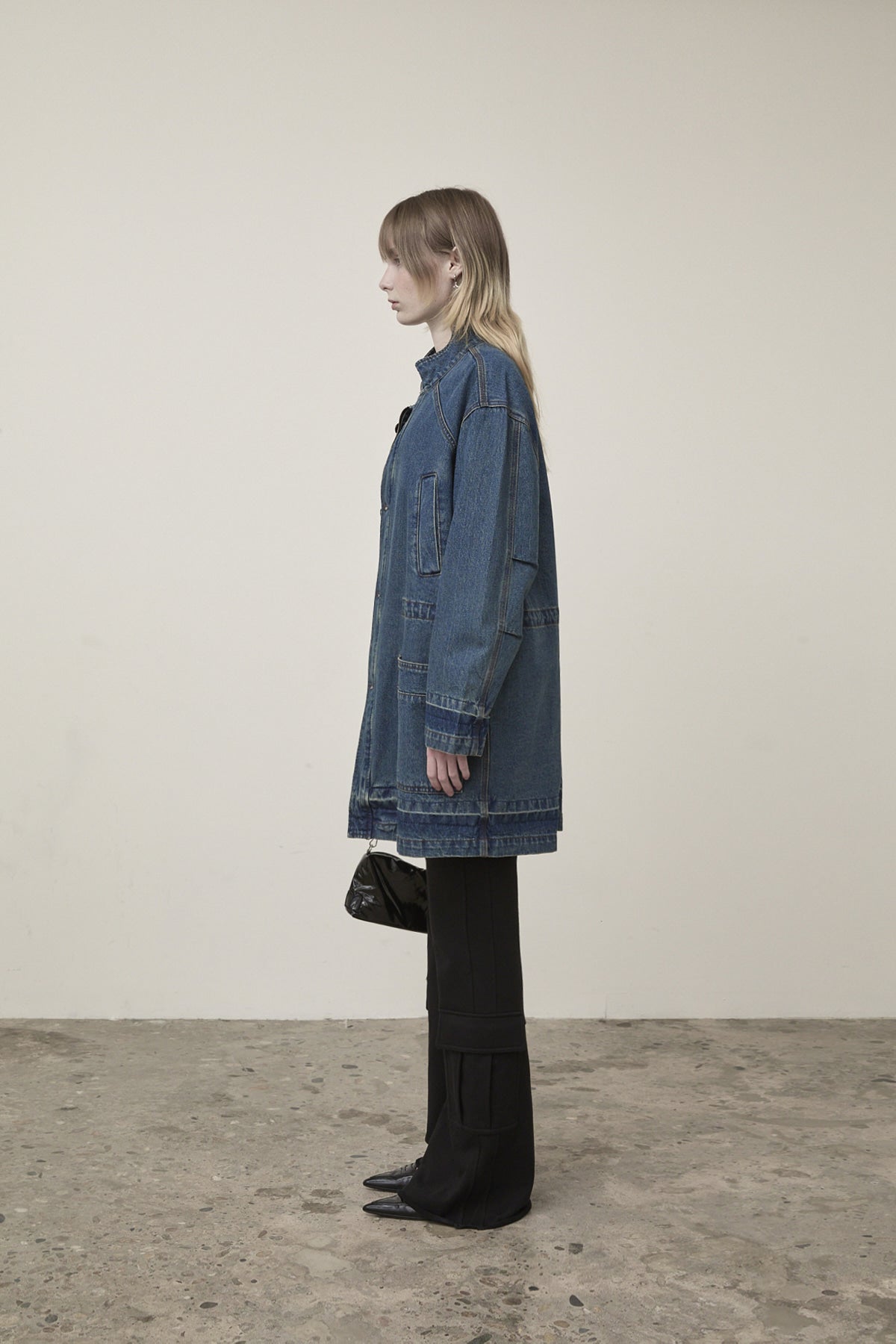Matin Kim - Pocket Point Midi Denim Jumper (Blue) product image 6 | TRAB K-Fashion Australia