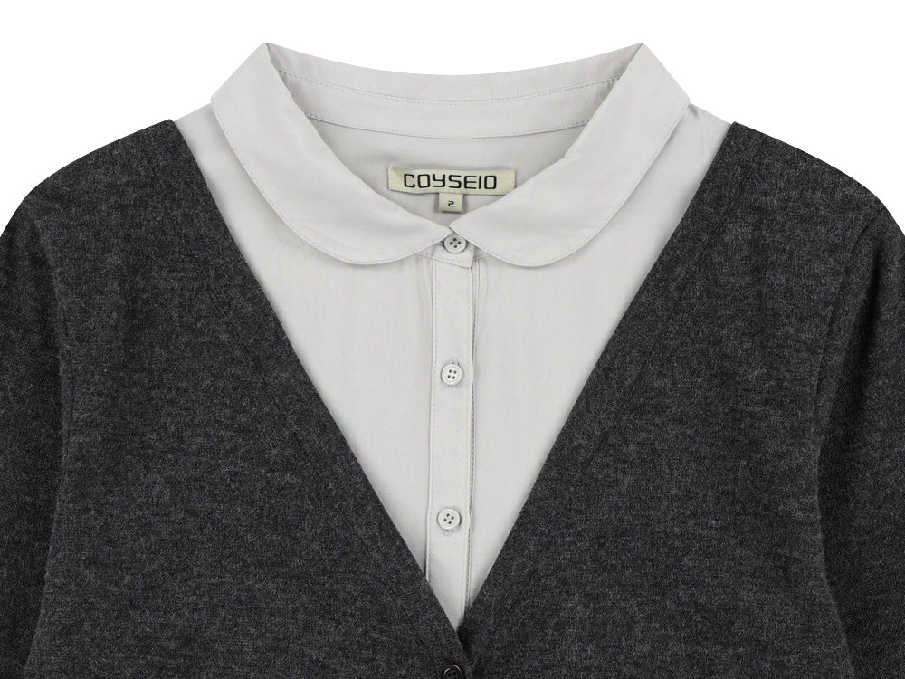 Coyseio - Layered Shirt Cardigan (Dark Grey) product image 12 | TRAB K-Fashion Australia