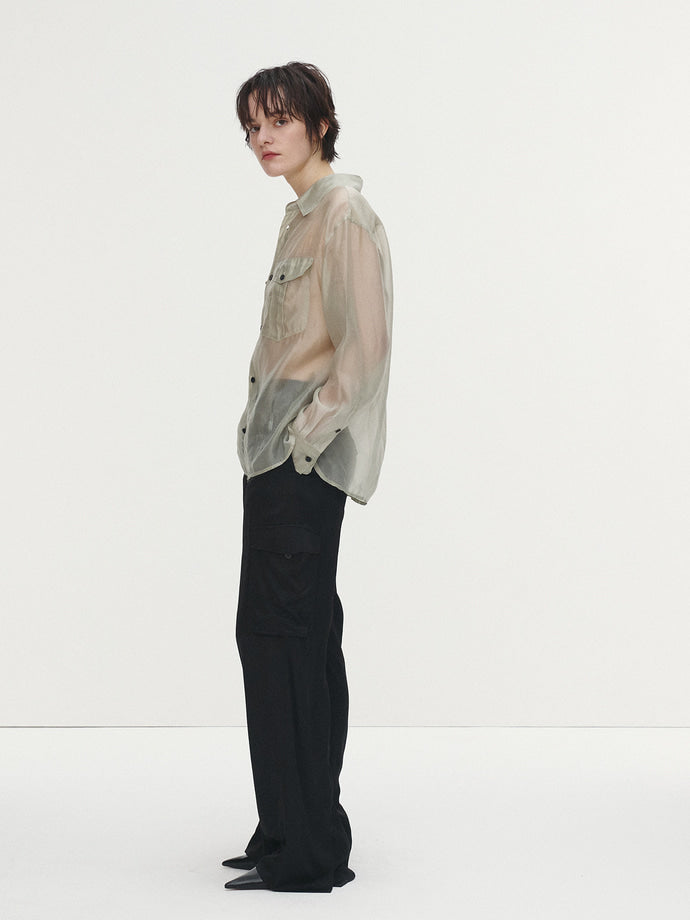 Tonywack - Loose-Fit Satin Cargo Pants (Black) product image 6 | TRAB K-Fashion Australia