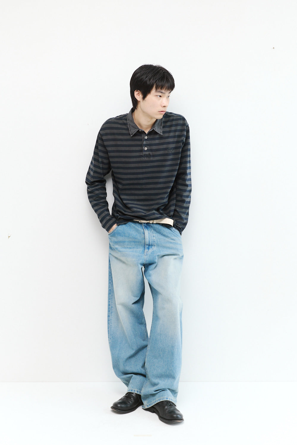 Hatchingroom - VTG Stripe Polo Tee Dyed (Blue) product image 4 | TRAB K-Fashion Australia