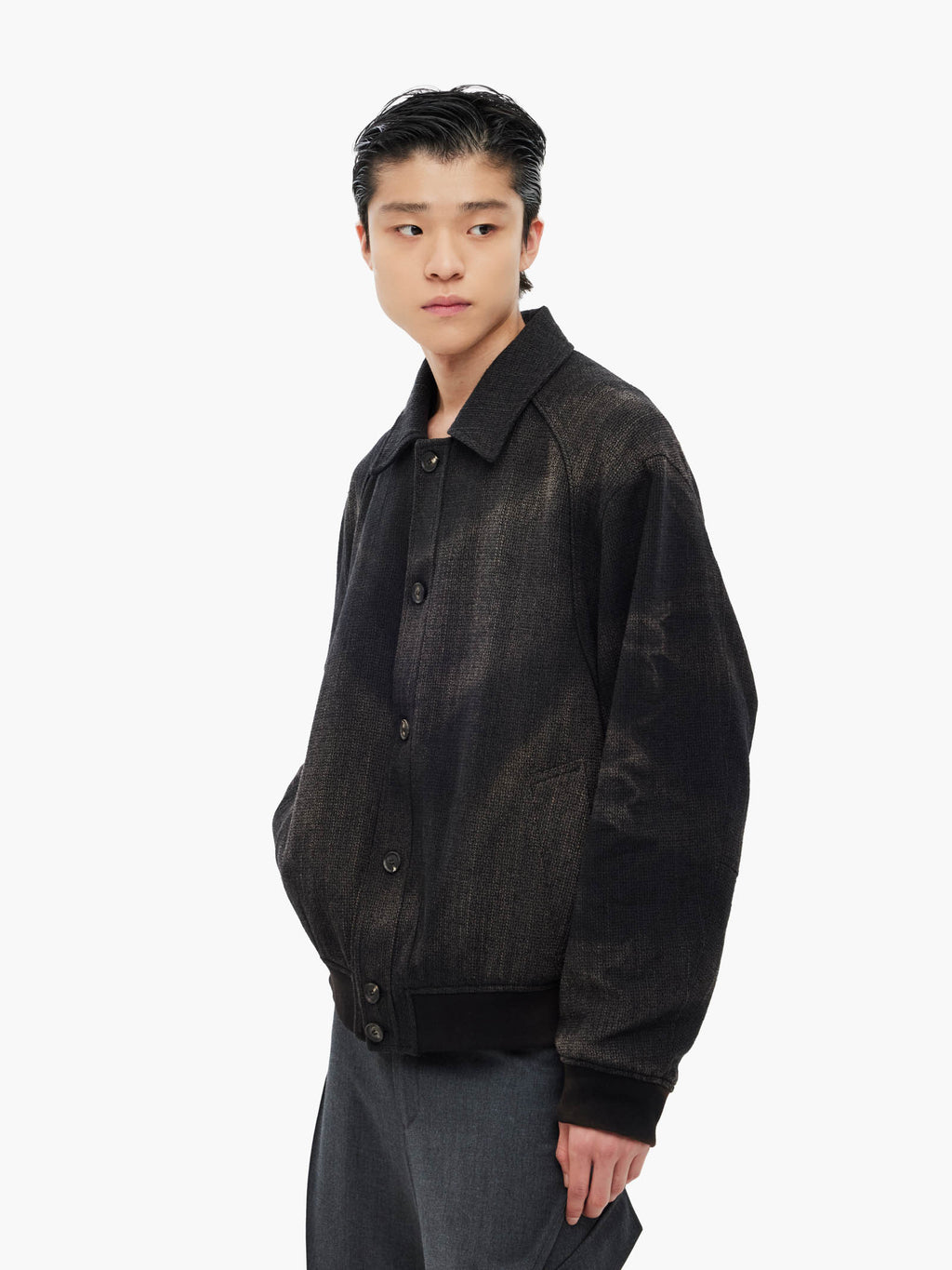 Jiyong Kim - Sun-Bleached Ribbed Blouson (Black) product image 3 | TRAB K-Fashion Australia