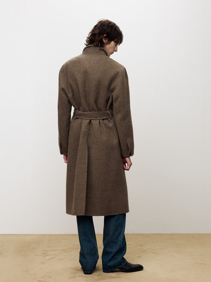 Tonywack - Hand-Made Wool And Camel Belted Coat (Melange Dark Camel) product image 3 | TRAB K-Fashion Australia