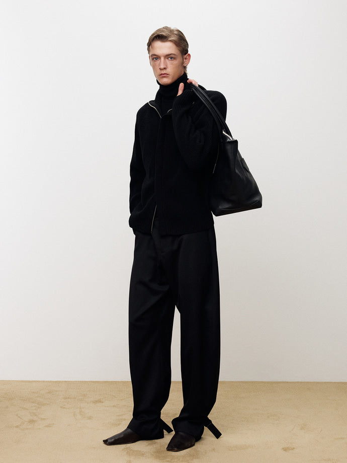 Tonywack - Wool Twill Curved-Leg Strap Trousers (Black) product image 4 | TRAB K-Fashion Australia
