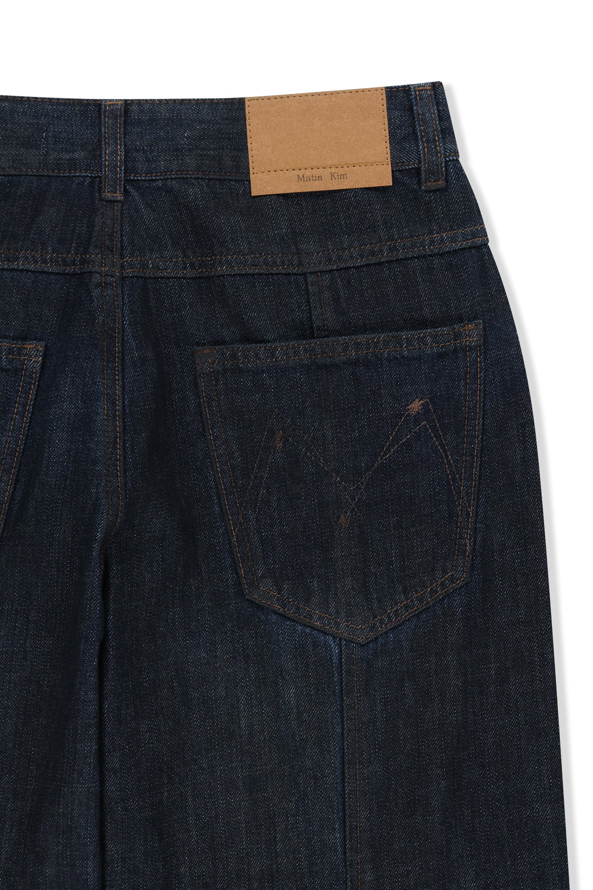 Matin Kim - Twisted Volume Coated Denim Pants (Dark Navy) product image 7 | TRAB K-Fashion Australia