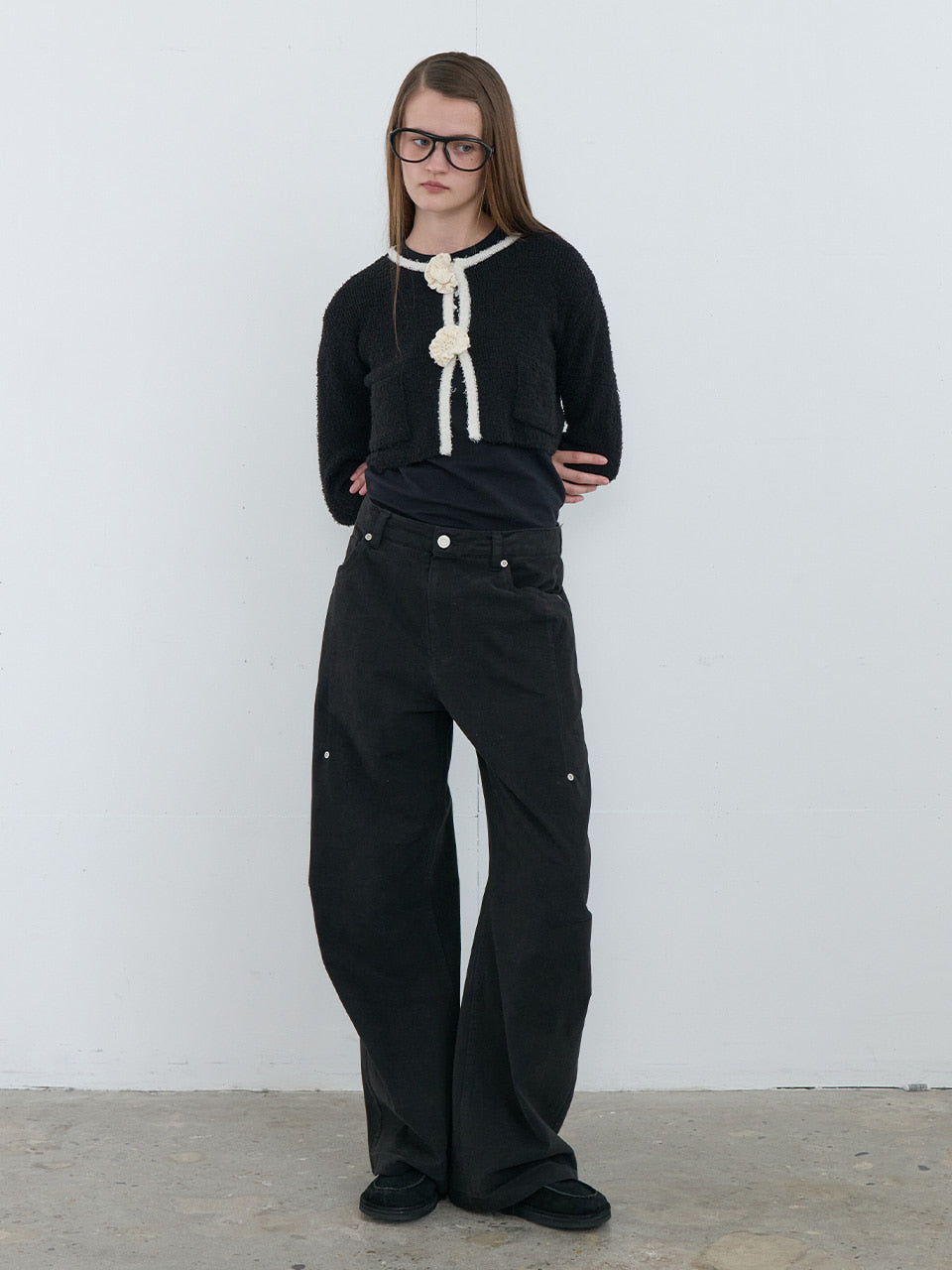 Kijun - Crochet Knit Jacket (Black) product image 5 | TRAB K-Fashion Australia
